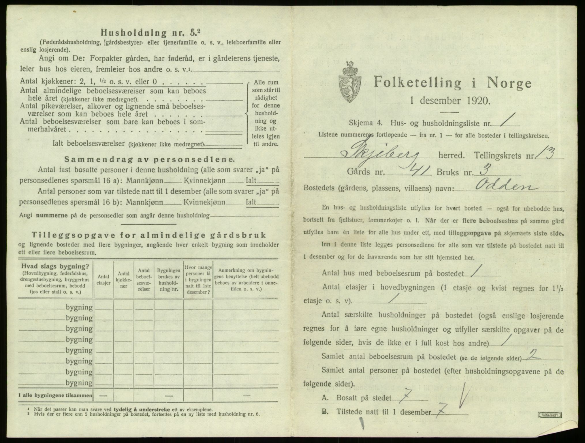 SAO, 1920 census for Skjeberg, 1920, p. 1733