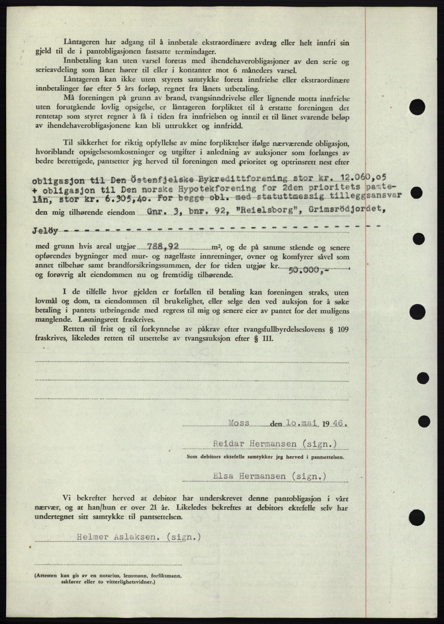 Moss sorenskriveri, SAO/A-10168: Mortgage book no. B15, 1946-1946, Diary no: : 1004/1946