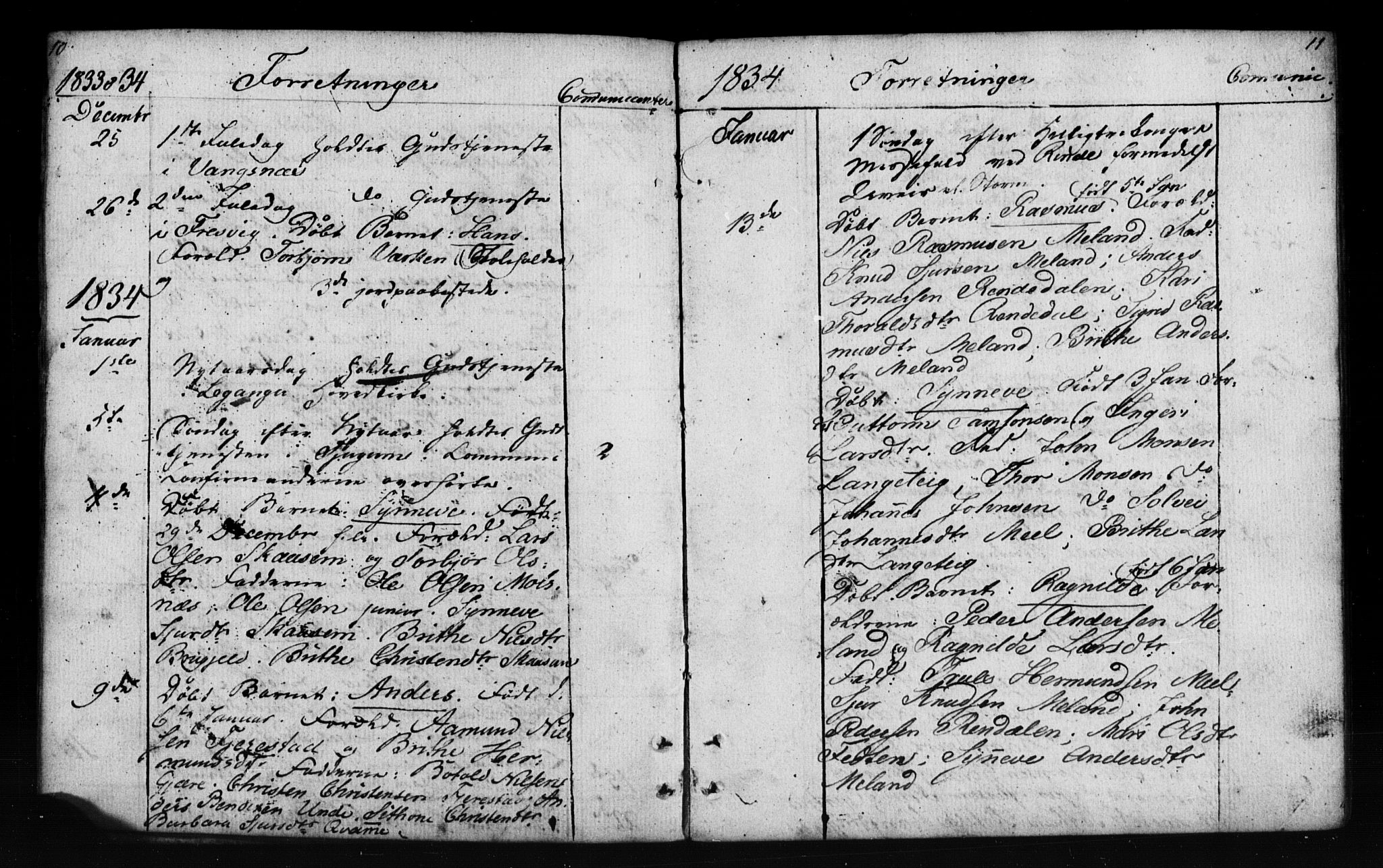 Leikanger sokneprestembete, AV/SAB-A-81001: Curate's parish register no. A 1A, 1833-1838, p. 10-11