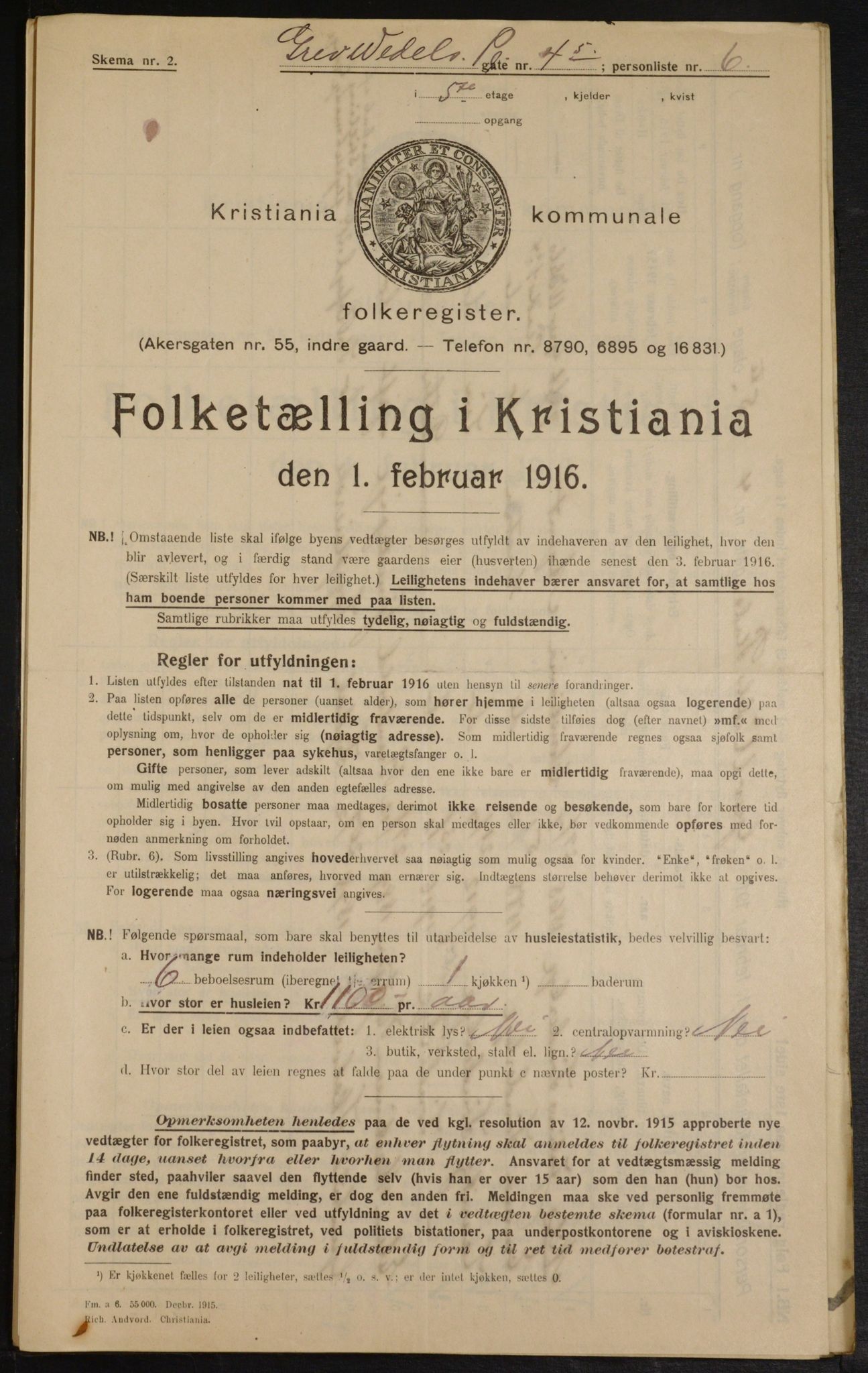 OBA, Municipal Census 1916 for Kristiania, 1916, p. 30457