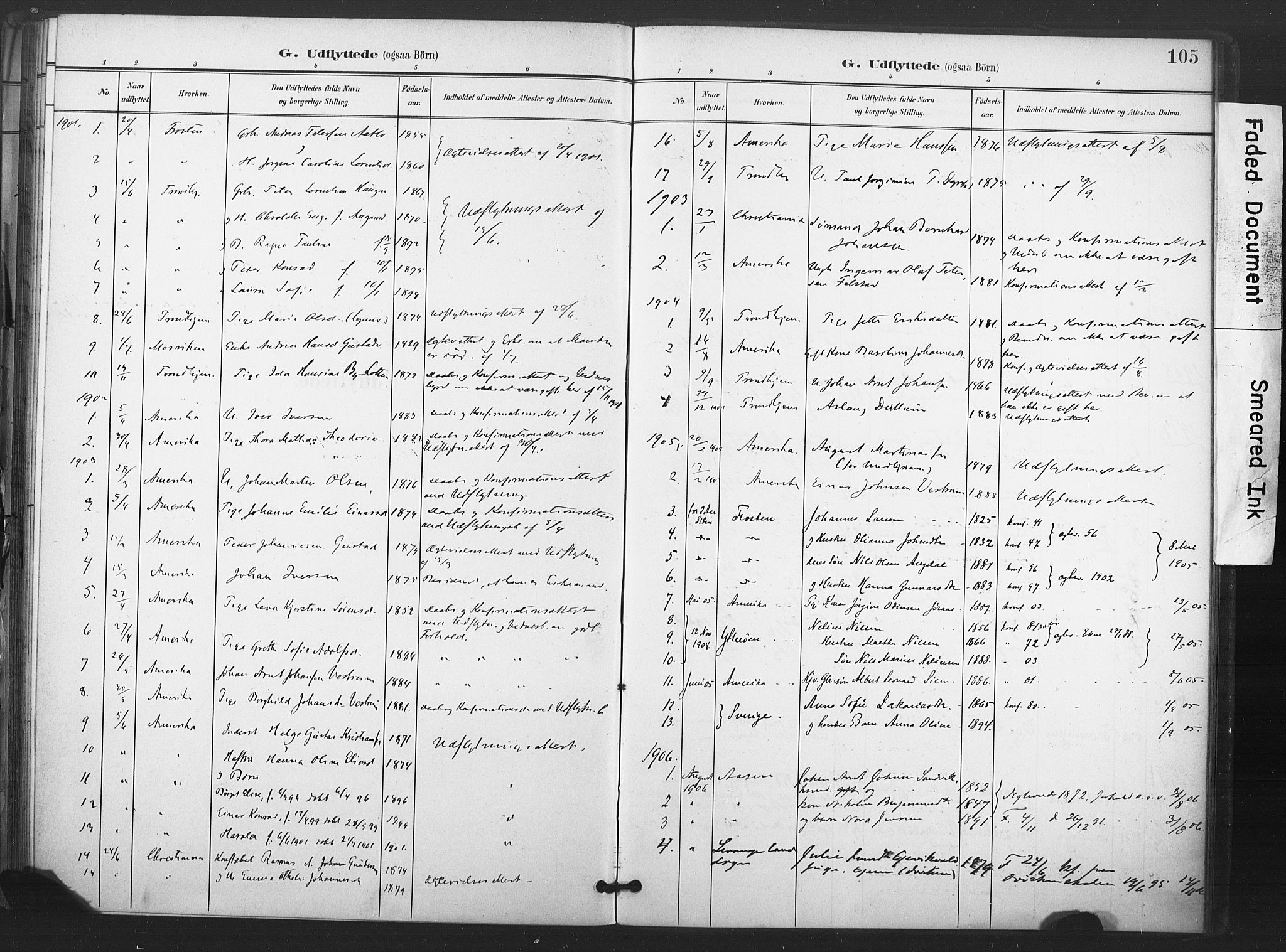 Ministerialprotokoller, klokkerbøker og fødselsregistre - Nord-Trøndelag, SAT/A-1458/719/L0179: Parish register (official) no. 719A02, 1901-1923, p. 105