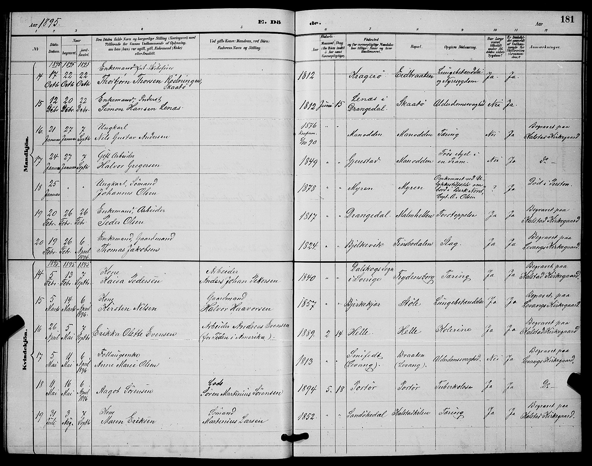 Skåtøy kirkebøker, AV/SAKO-A-304/G/Ga/L0003: Parish register (copy) no. I 3, 1884-1898, p. 181