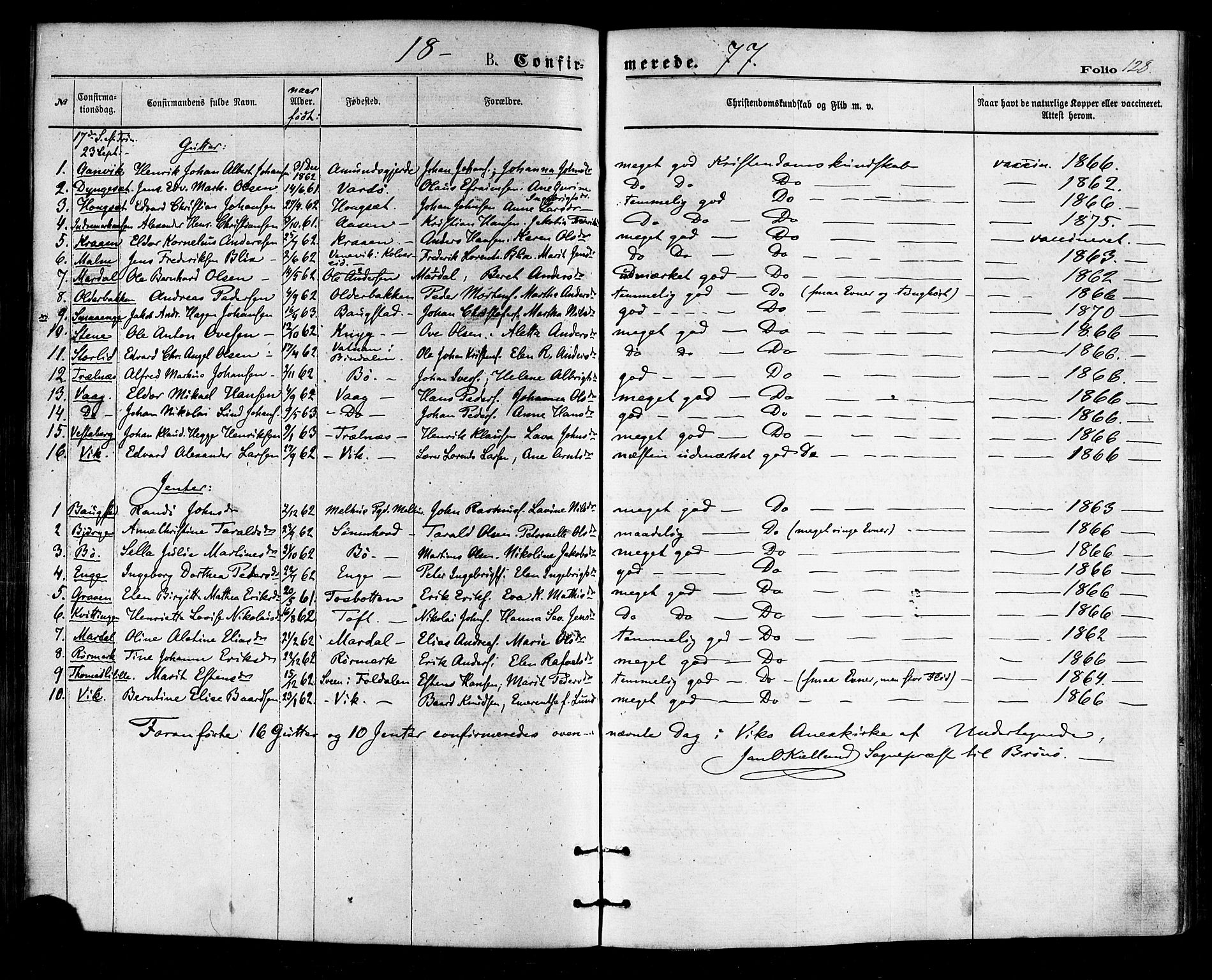 Ministerialprotokoller, klokkerbøker og fødselsregistre - Nordland, SAT/A-1459/812/L0177: Parish register (official) no. 812A06, 1875-1885, p. 128