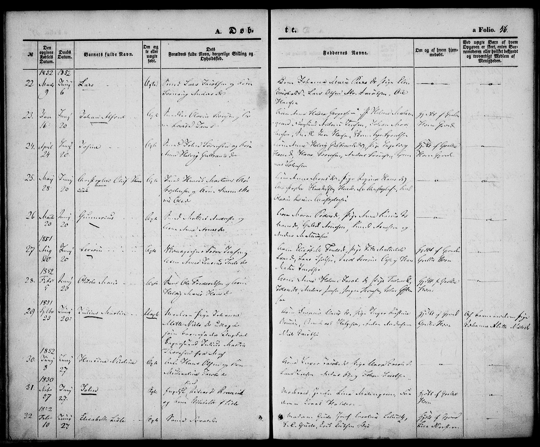 Larvik kirkebøker, AV/SAKO-A-352/F/Fb/L0003: Parish register (official) no. II 3, 1842-1856, p. 56