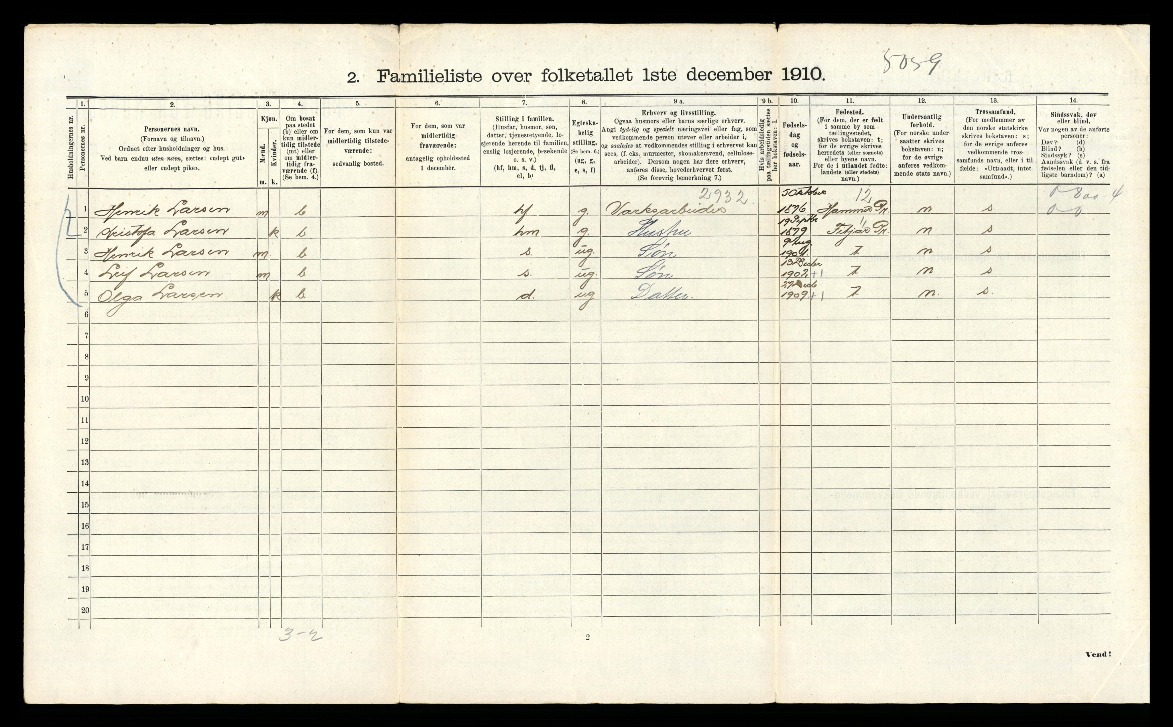 RA, 1910 census for Bergen, 1910, p. 33064