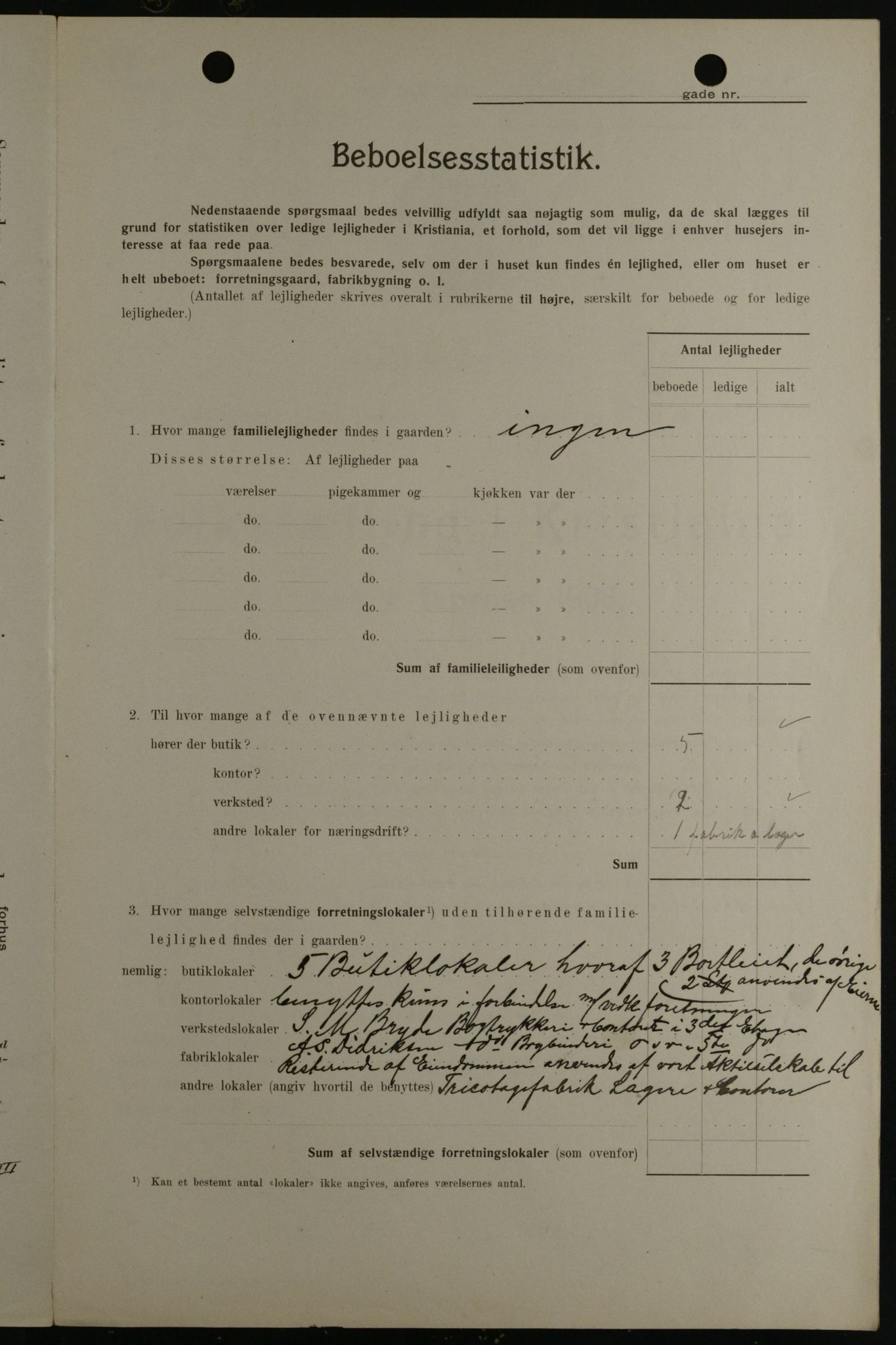 OBA, Municipal Census 1908 for Kristiania, 1908, p. 1627