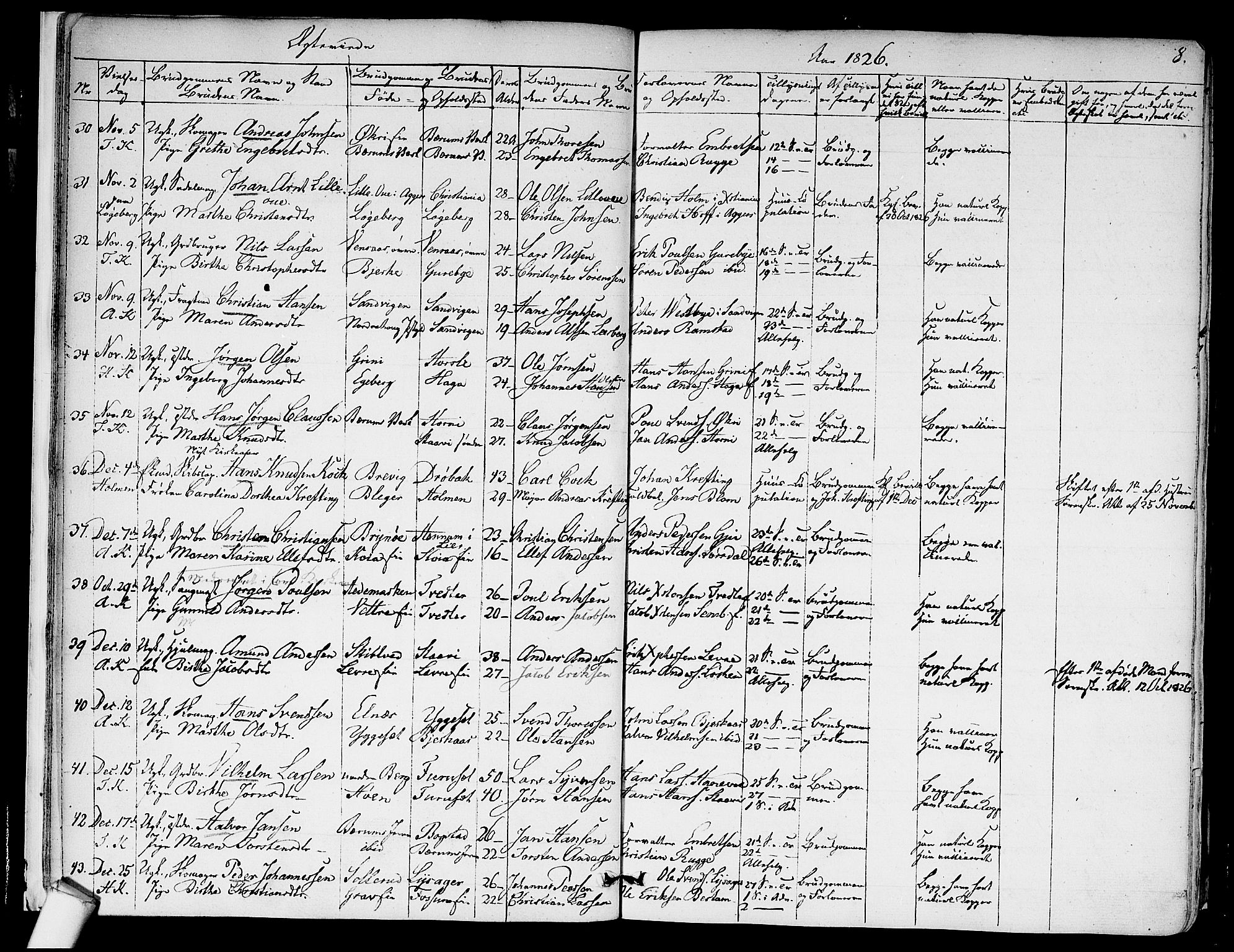 Asker prestekontor Kirkebøker, SAO/A-10256a/F/Fa/L0010: Parish register (official) no. I 10, 1825-1878, p. 8