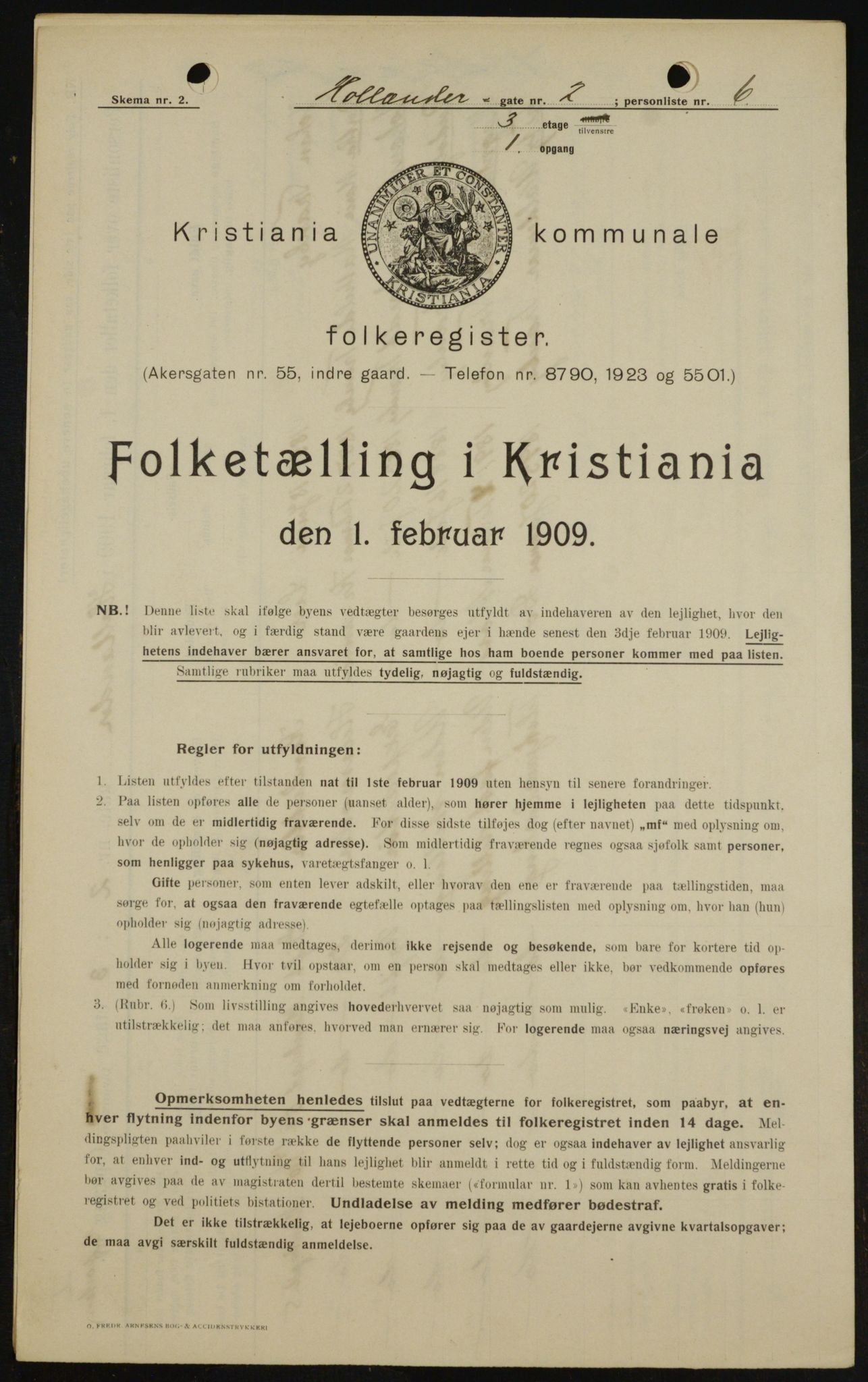 OBA, Municipal Census 1909 for Kristiania, 1909, p. 36836
