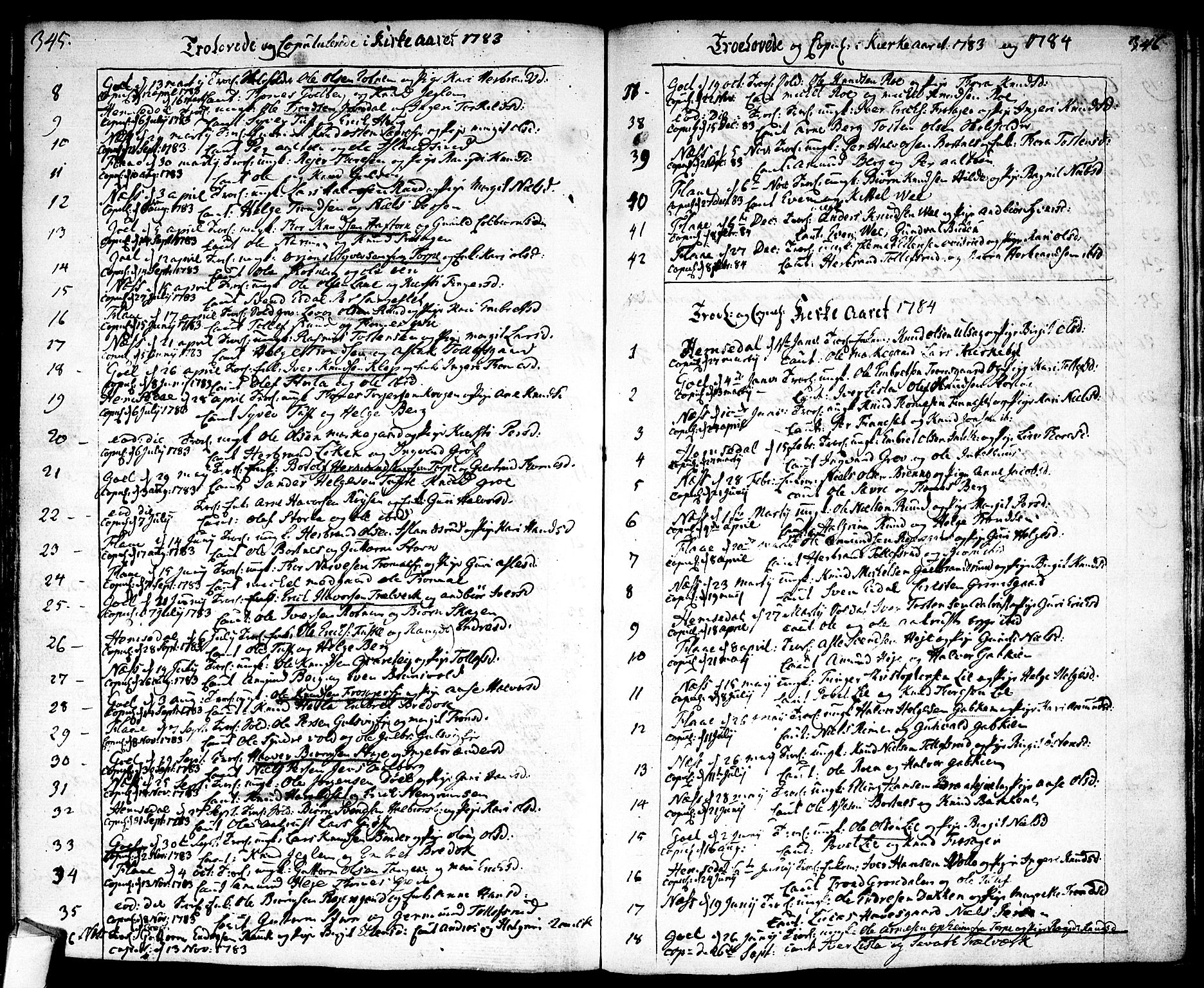 Nes kirkebøker, SAKO/A-236/F/Fa/L0004: Parish register (official) no. 4, 1764-1786, p. 345-346