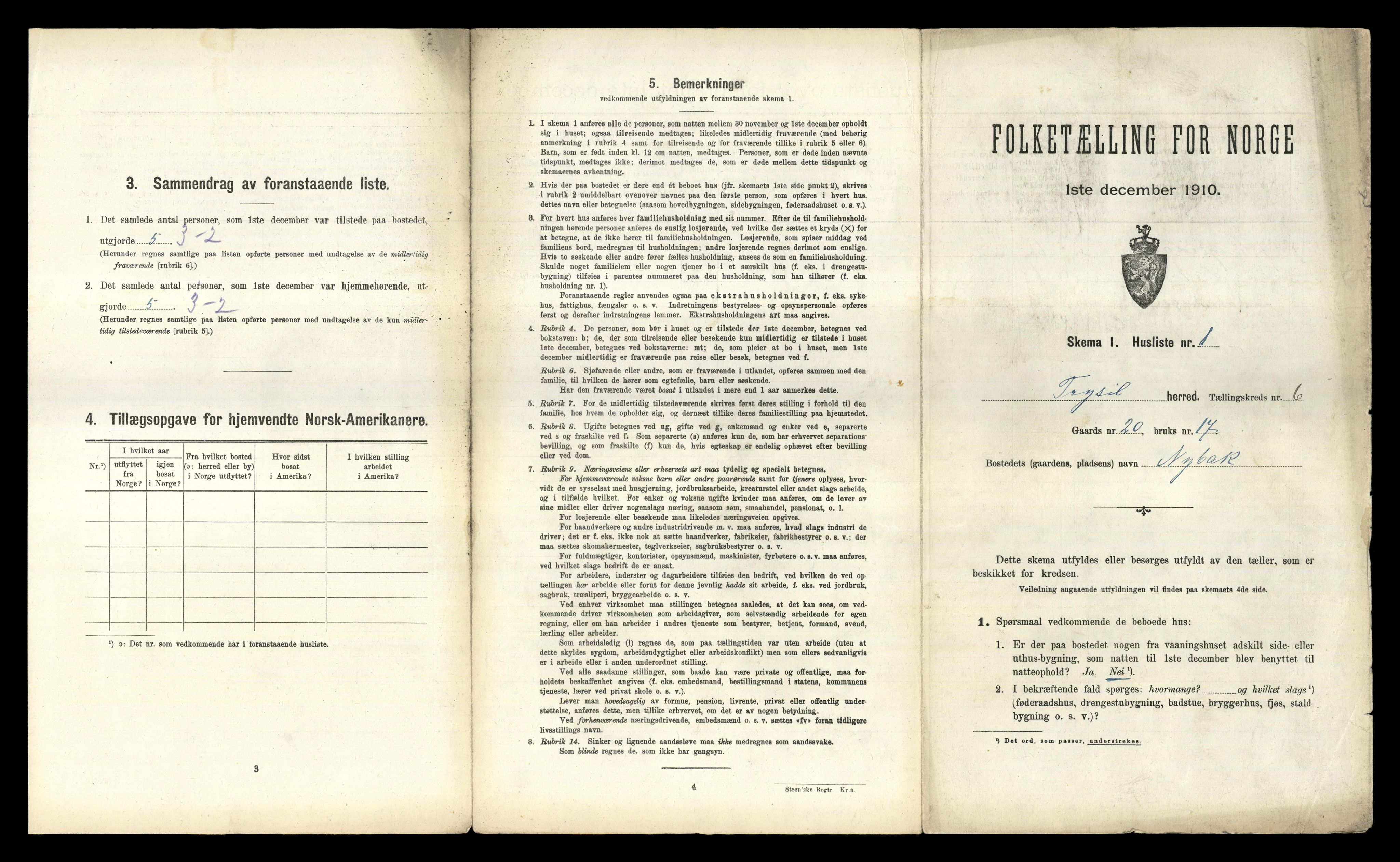 RA, 1910 census for Trysil, 1910, p. 653