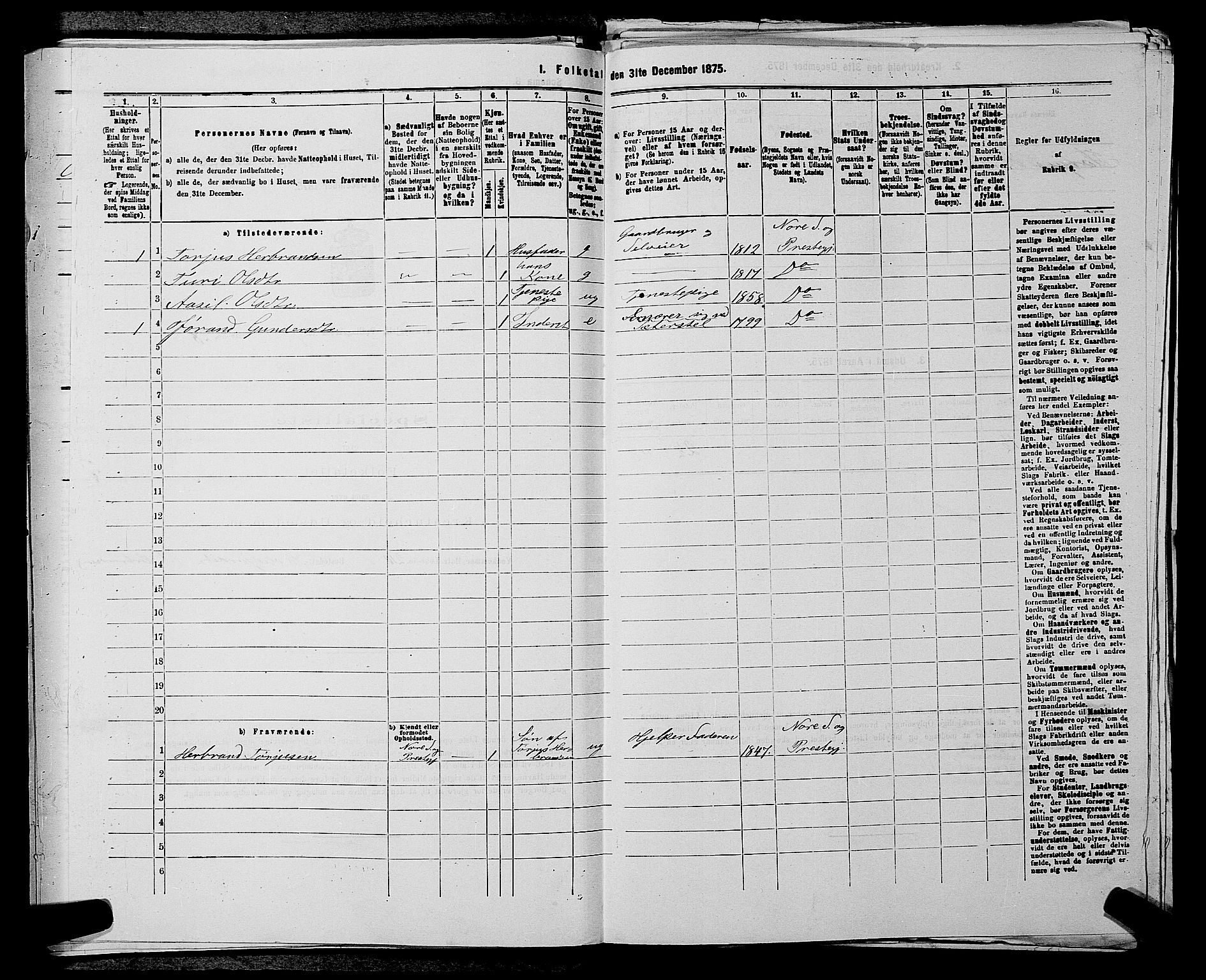 SAKO, 1875 census for 0633P Nore, 1875, p. 932