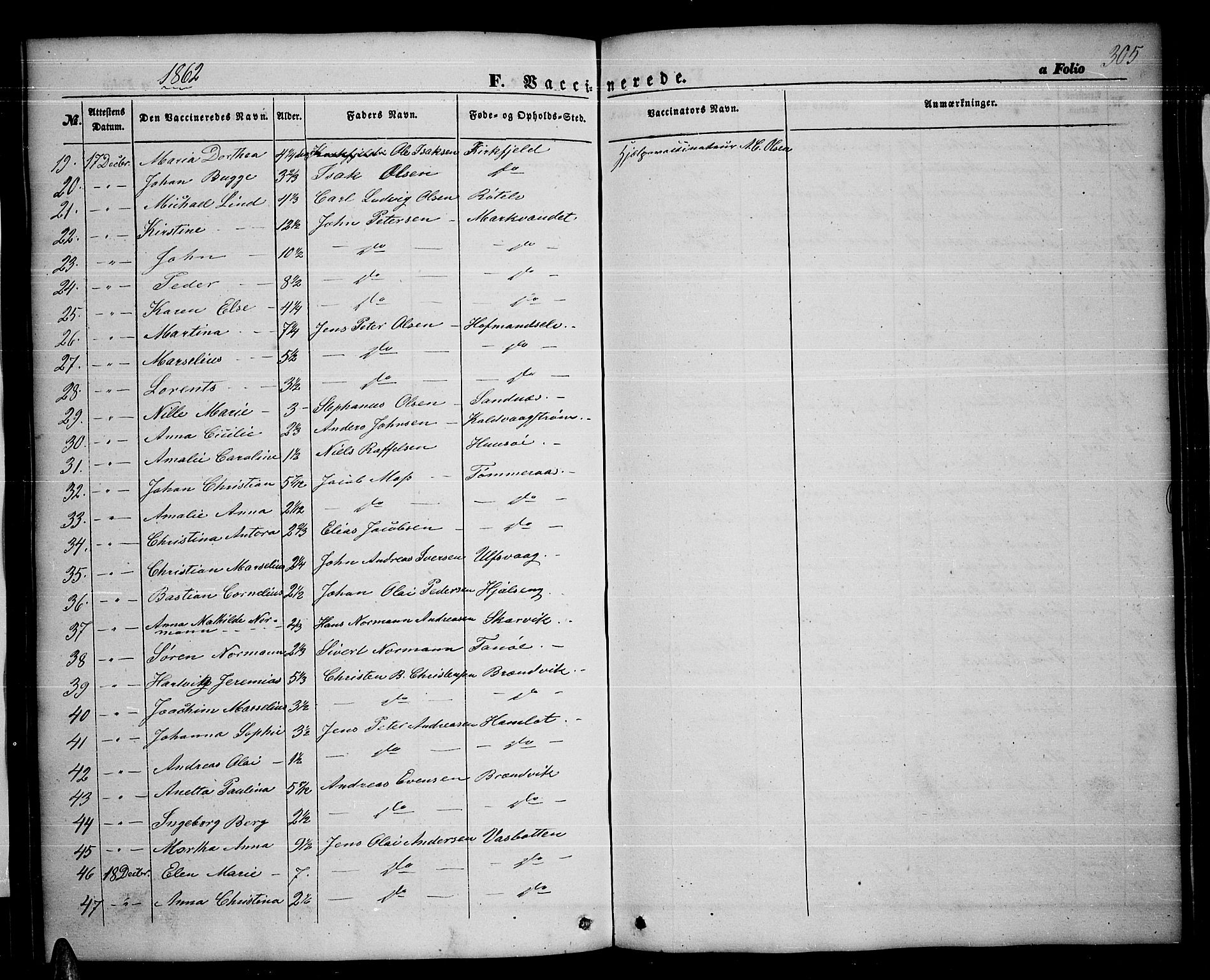 Ministerialprotokoller, klokkerbøker og fødselsregistre - Nordland, AV/SAT-A-1459/859/L0857: Parish register (copy) no. 859C03, 1854-1873, p. 305