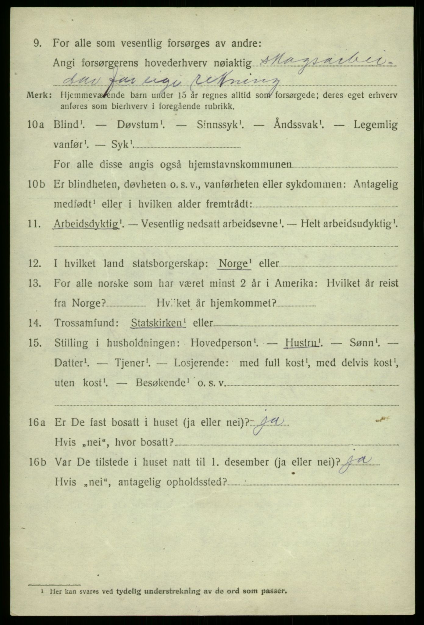 SAB, 1920 census for Granvin, 1920, p. 2515