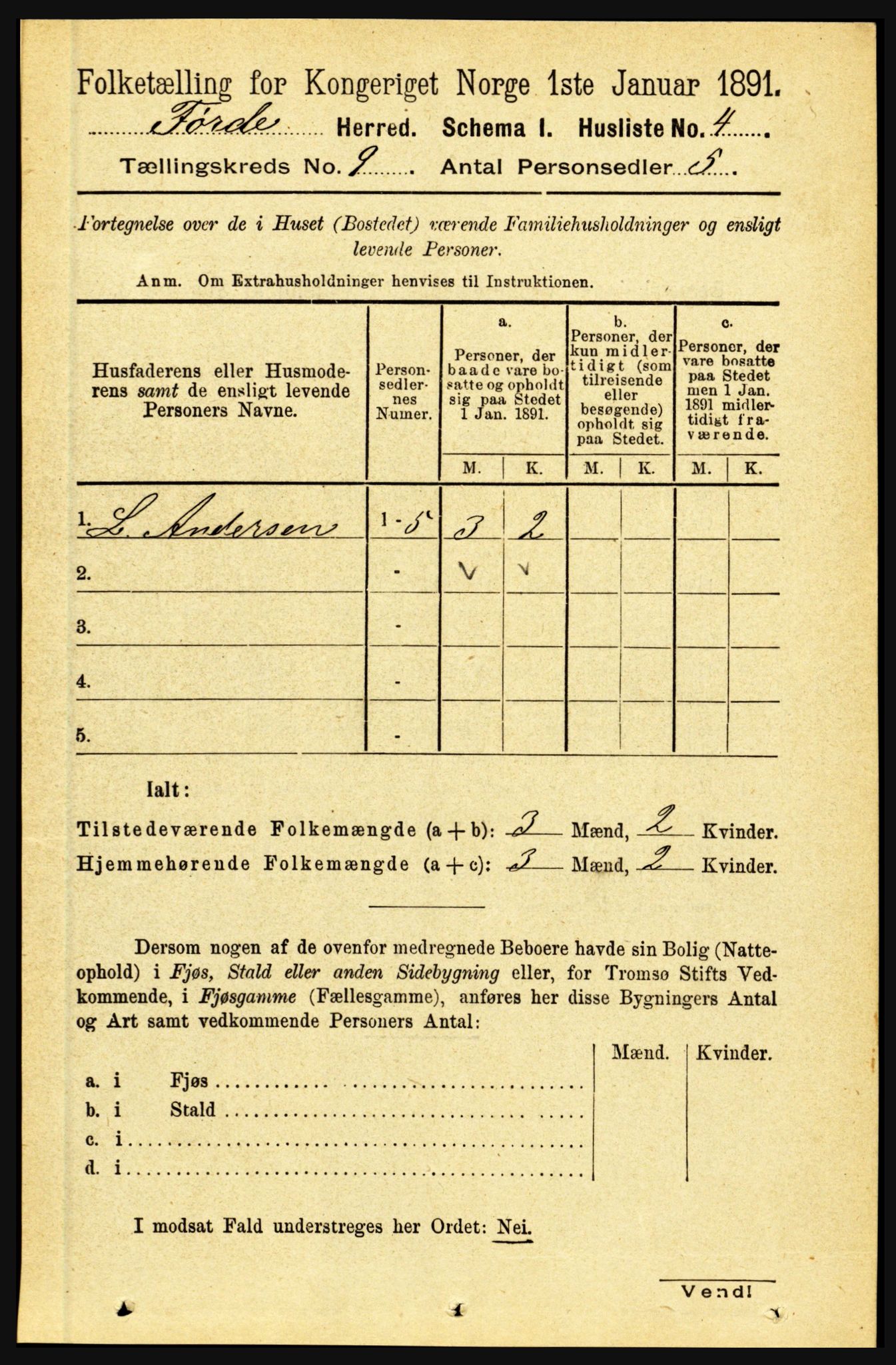 RA, 1891 census for 1432 Førde, 1891, p. 3276