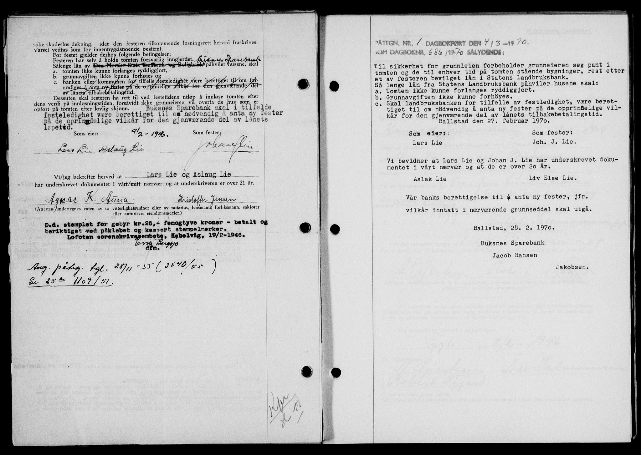 Lofoten sorenskriveri, SAT/A-0017/1/2/2C/L0013a: Mortgage book no. 13a, 1944-1946, Diary no: : 161/1946