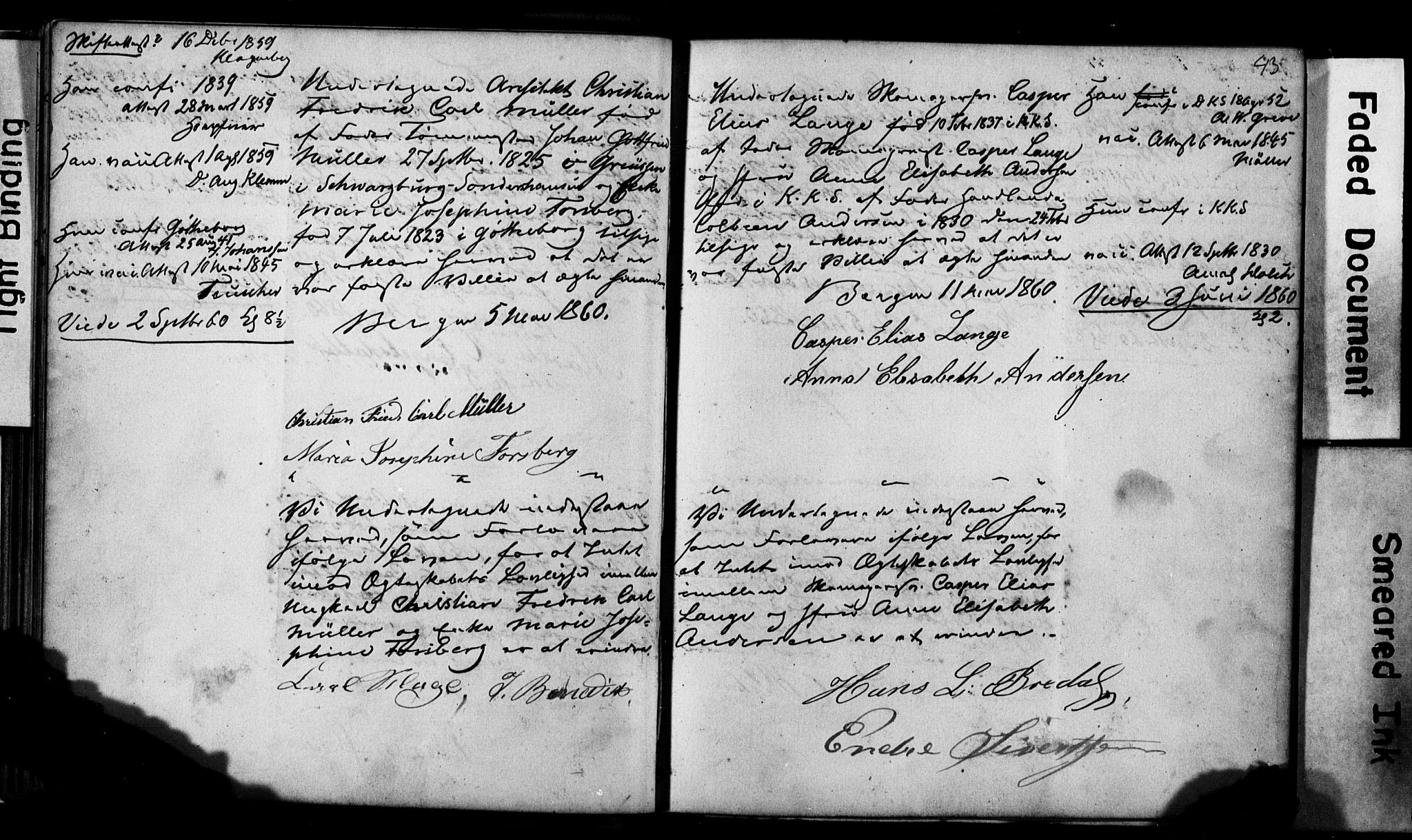 Korskirken sokneprestembete, AV/SAB-A-76101: Best man's statements no. II.5.2, 1859-1865, p. 43