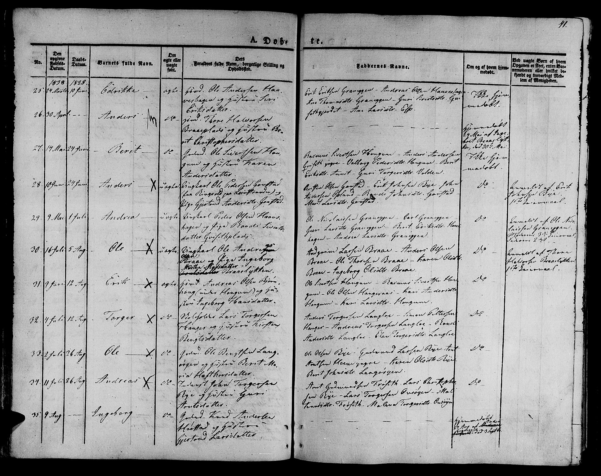 Ministerialprotokoller, klokkerbøker og fødselsregistre - Sør-Trøndelag, AV/SAT-A-1456/612/L0374: Parish register (official) no. 612A07 /1, 1829-1845, p. 41