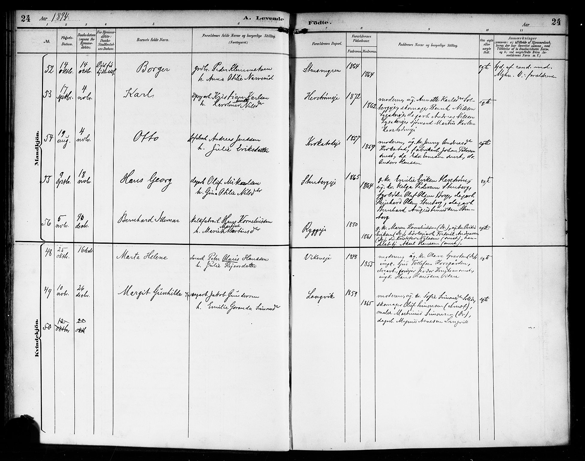 Nedre Eiker kirkebøker, AV/SAKO-A-612/F/Fa/L0004: Parish register (official) no. 4, 1893-1898, p. 24