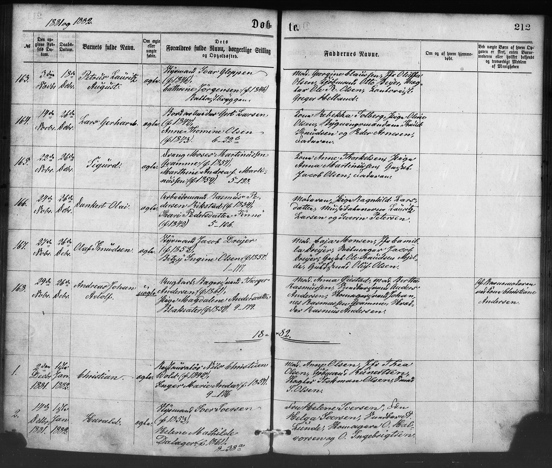 Nykirken Sokneprestembete, SAB/A-77101/H/Haa/L0016: Parish register (official) no. B 3, 1870-1884, p. 212