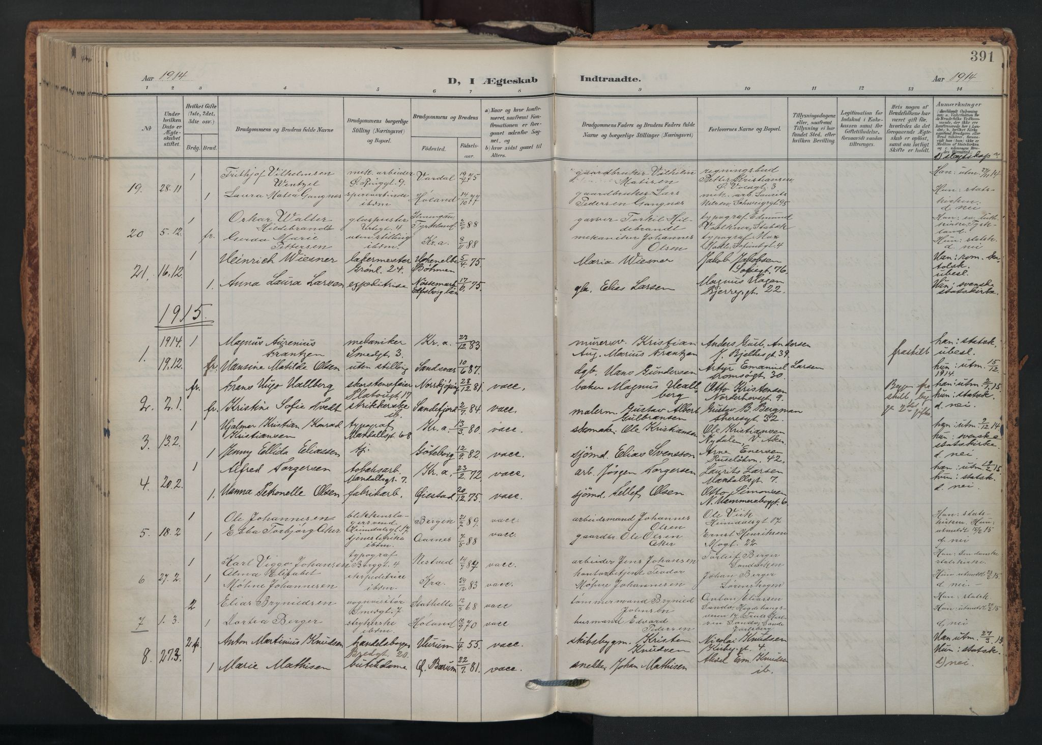 Grønland prestekontor Kirkebøker, SAO/A-10848/F/Fa/L0017: Parish register (official) no. 17, 1906-1934, p. 391