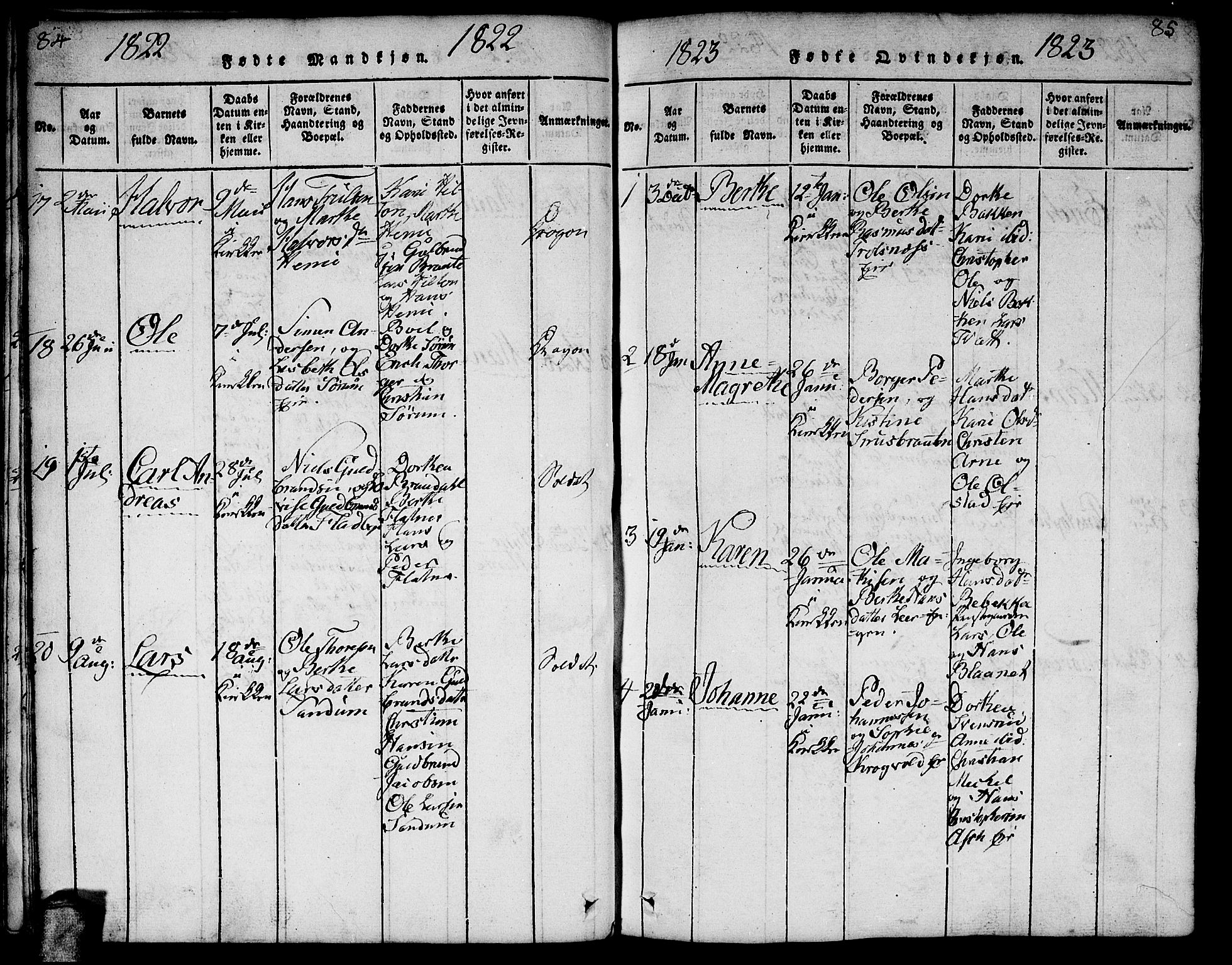 Gjerdrum prestekontor Kirkebøker, SAO/A-10412b/F/Fa/L0004: Parish register (official) no. I 4, 1816-1836, p. 84-85