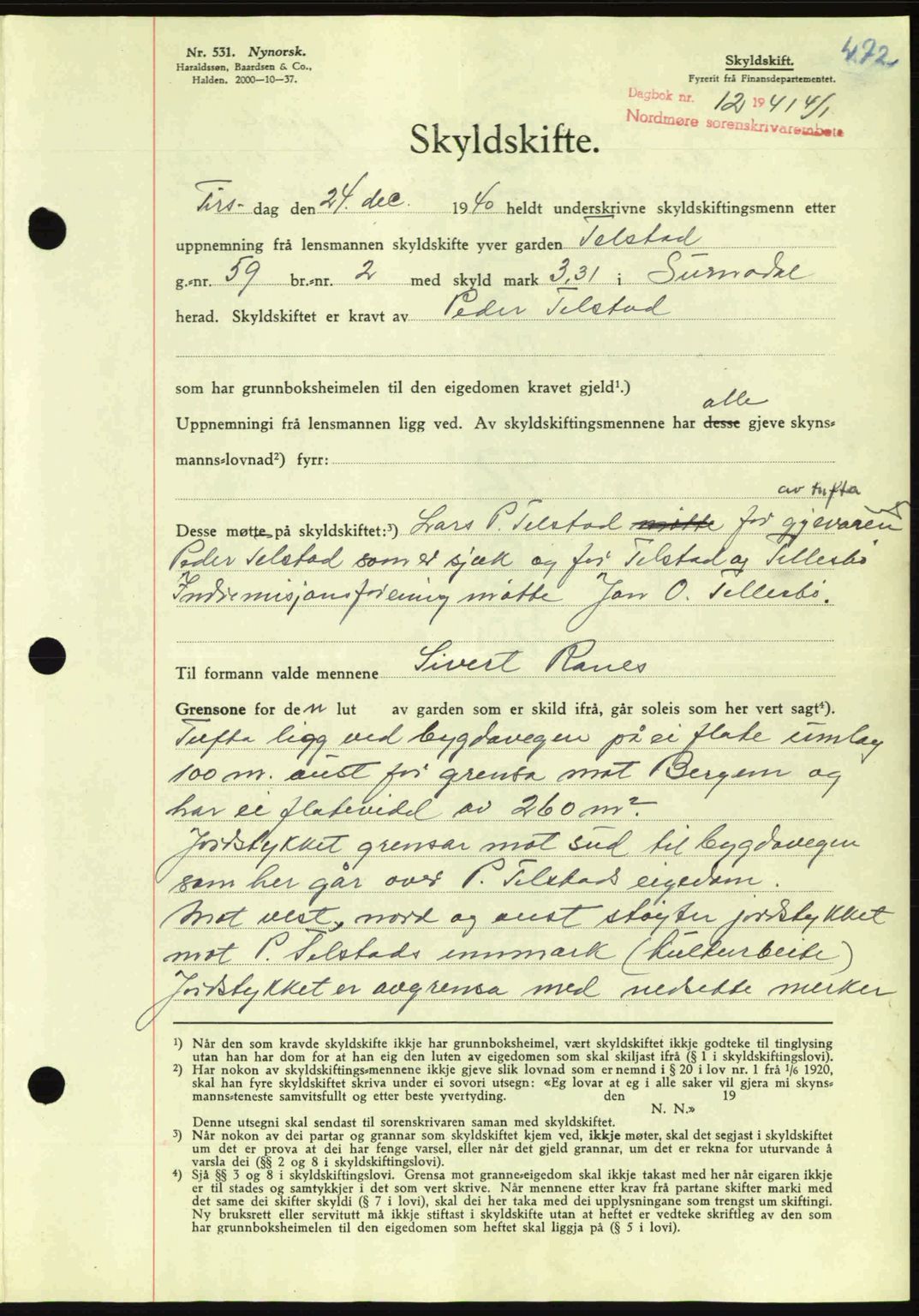 Nordmøre sorenskriveri, SAT/A-4132/1/2/2Ca: Mortgage book no. A89, 1940-1941, Diary no: : 11/1941