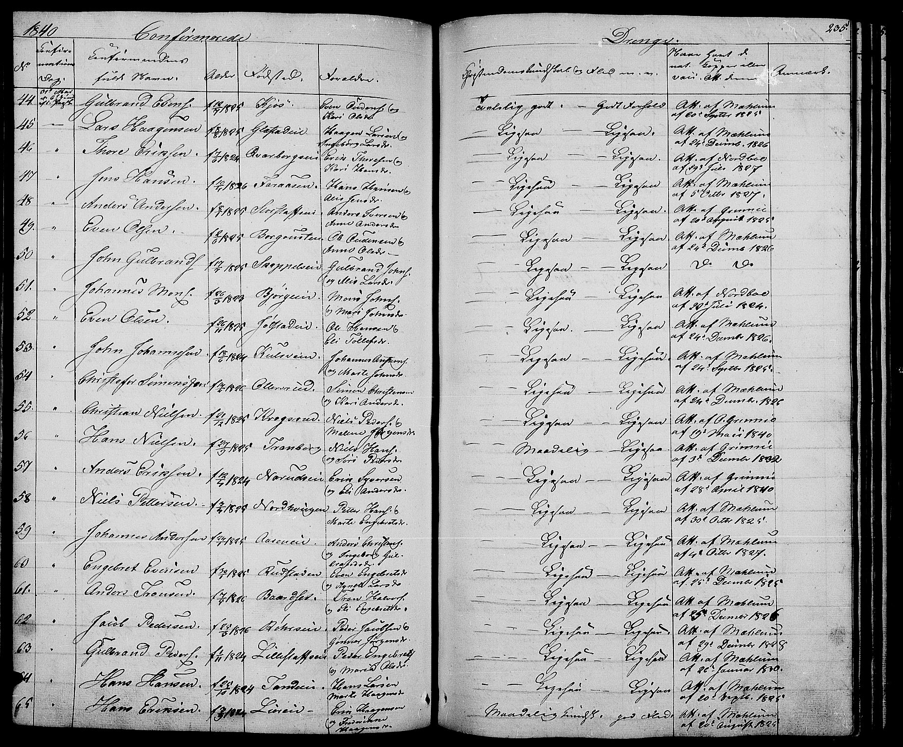 Ringsaker prestekontor, AV/SAH-PREST-014/L/La/L0005: Parish register (copy) no. 5, 1839-1850, p. 235