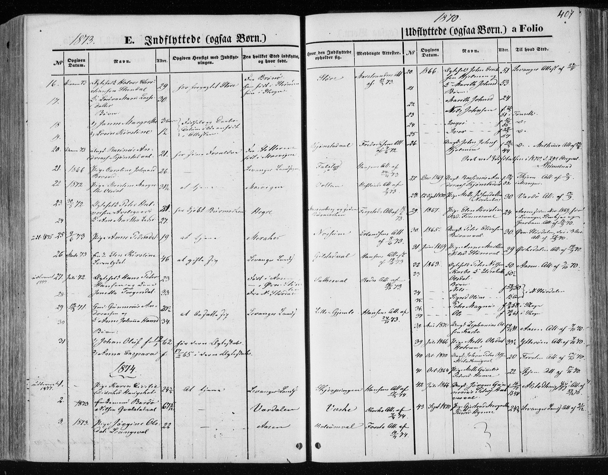 Ministerialprotokoller, klokkerbøker og fødselsregistre - Nord-Trøndelag, SAT/A-1458/717/L0157: Parish register (official) no. 717A08 /1, 1863-1877, p. 407