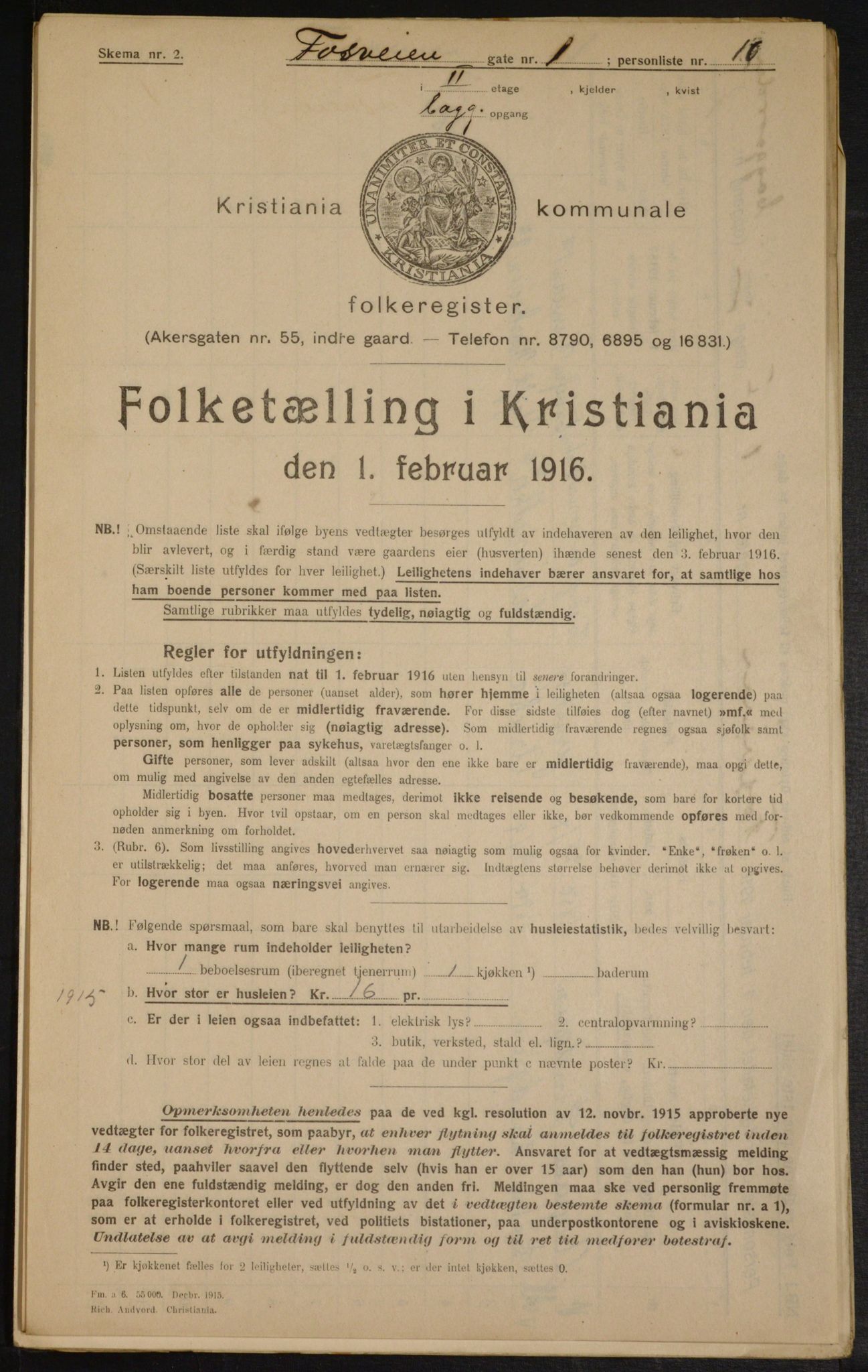 OBA, Municipal Census 1916 for Kristiania, 1916, p. 25066