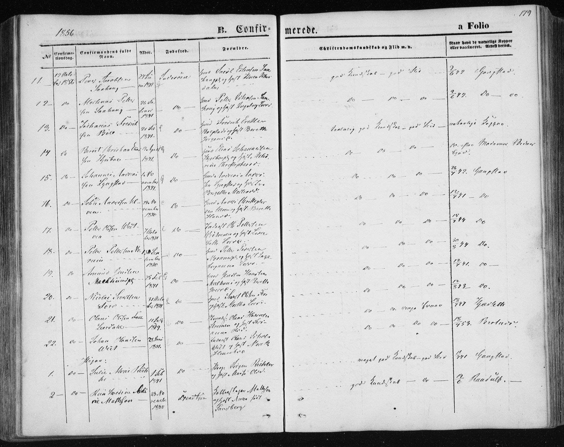 Ministerialprotokoller, klokkerbøker og fødselsregistre - Nord-Trøndelag, SAT/A-1458/730/L0283: Parish register (official) no. 730A08, 1855-1865, p. 179