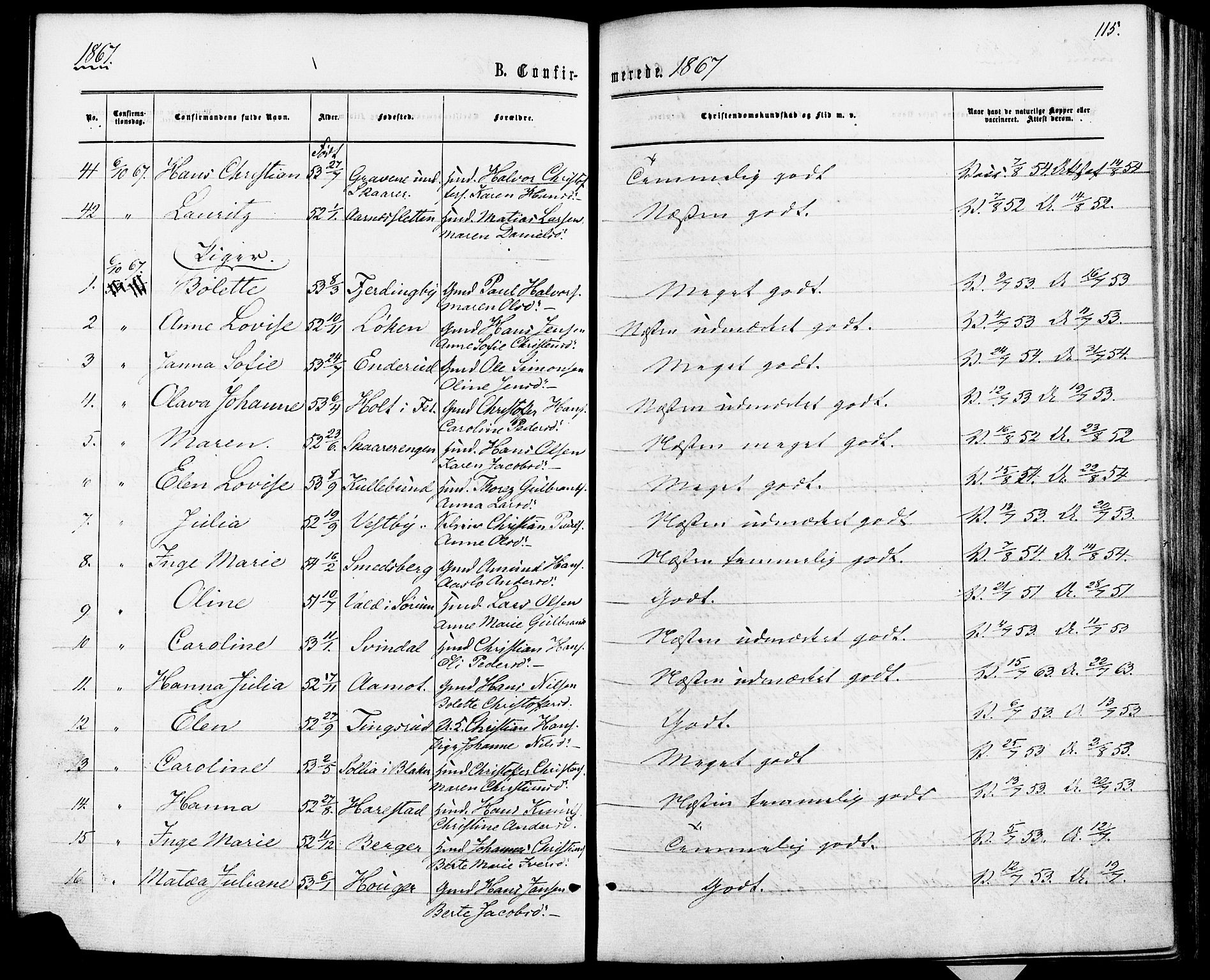 Fet prestekontor Kirkebøker, AV/SAO-A-10370a/F/Fa/L0013: Parish register (official) no. I 13, 1867-1877, p. 115