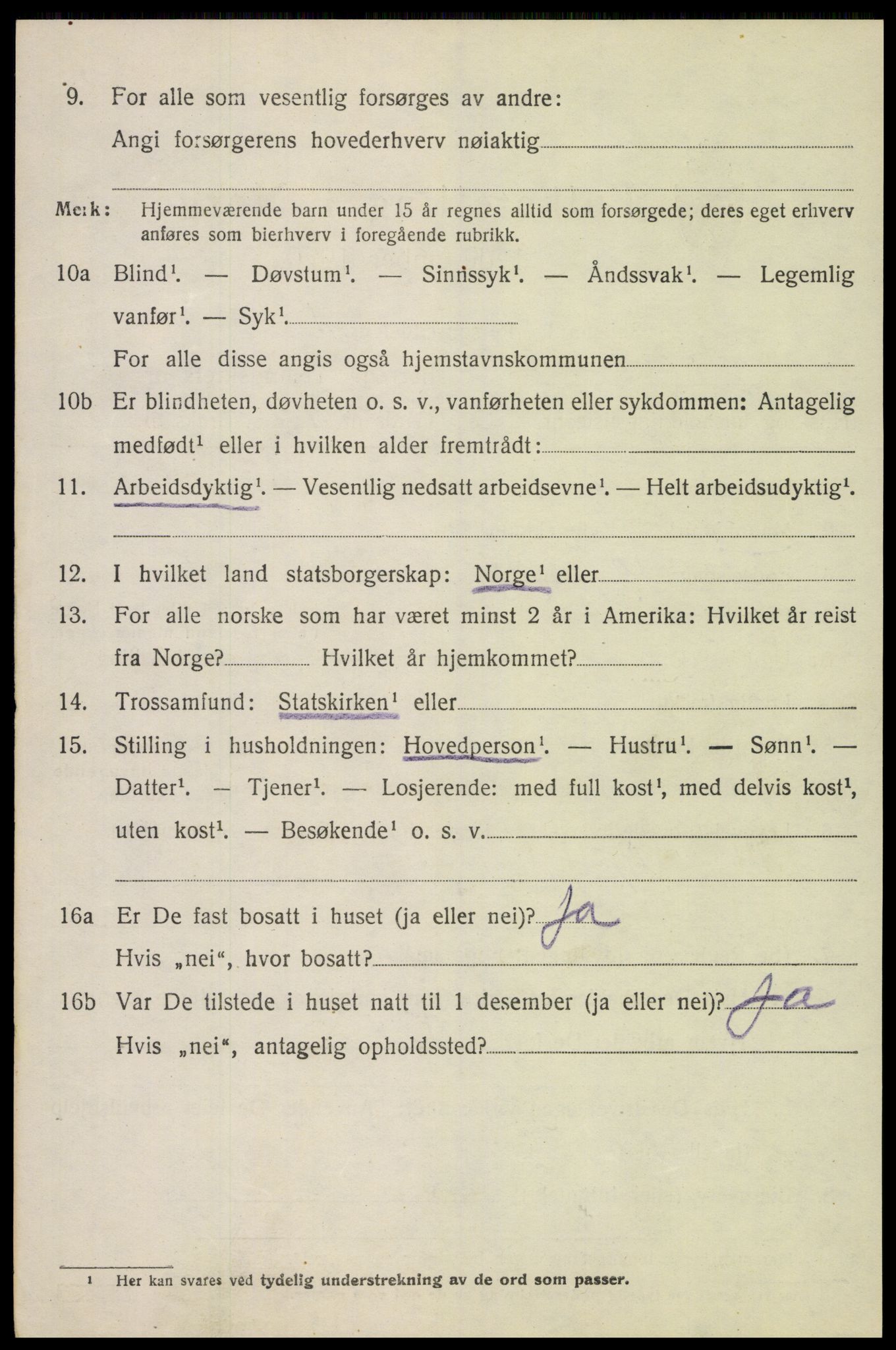 SAH, 1920 census for Heidal, 1920, p. 2795