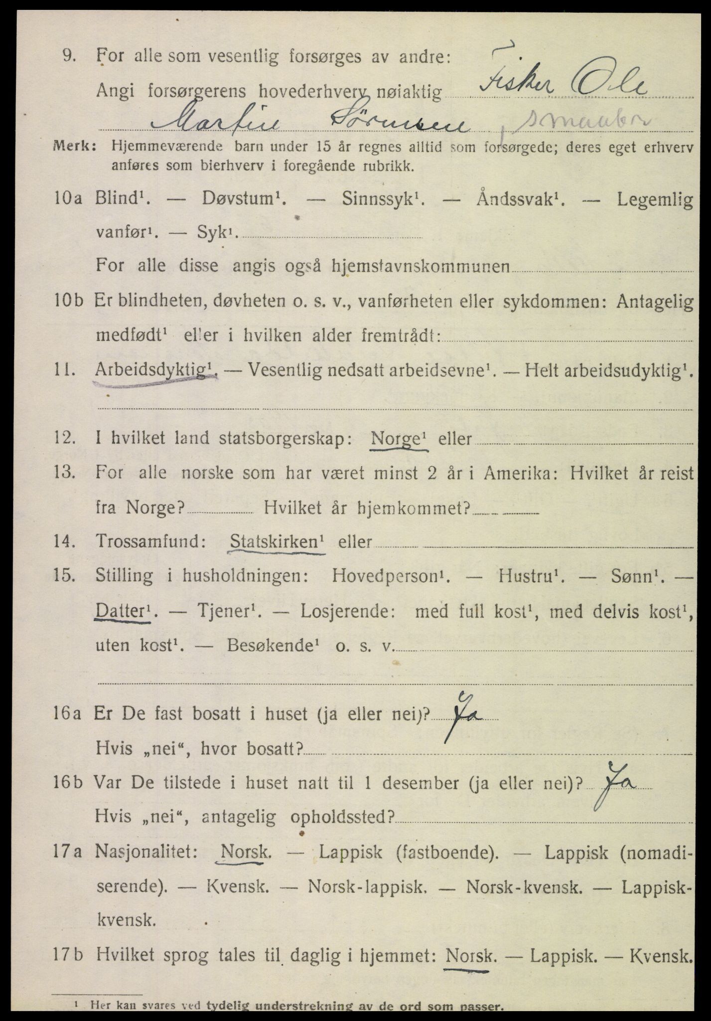 SAT, 1920 census for Meløy, 1920, p. 2784