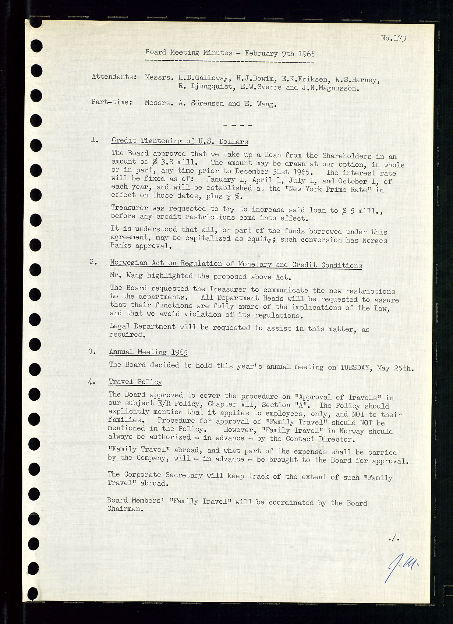 Pa 0982 - Esso Norge A/S, AV/SAST-A-100448/A/Aa/L0002/0001: Den administrerende direksjon Board minutes (styrereferater) / Den administrerende direksjon Board minutes (styrereferater), 1965, p. 151