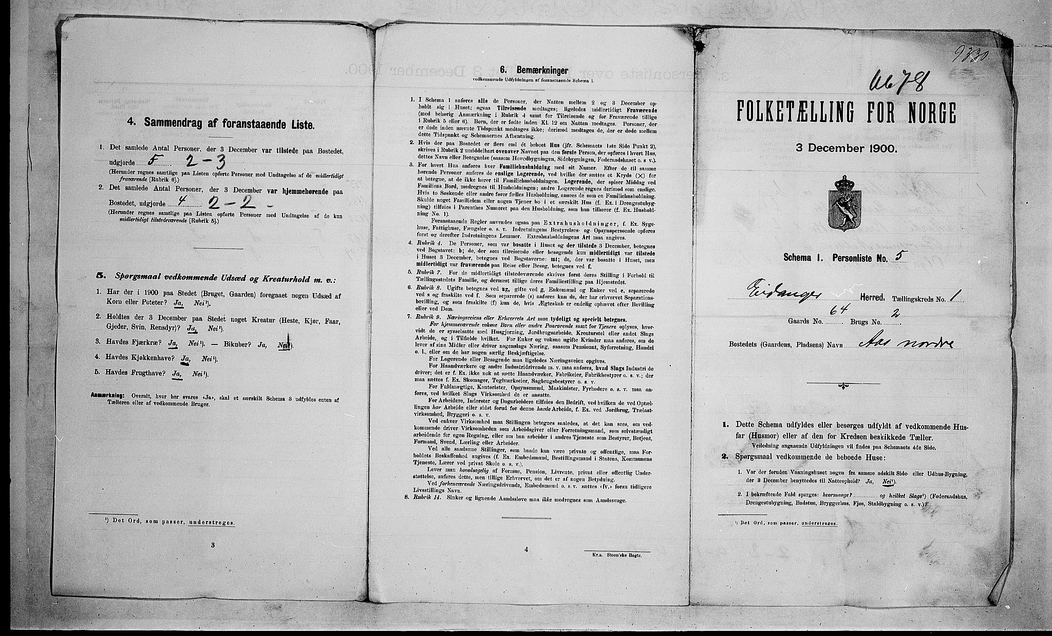 SAKO, 1900 census for Eidanger, 1900, p. 32