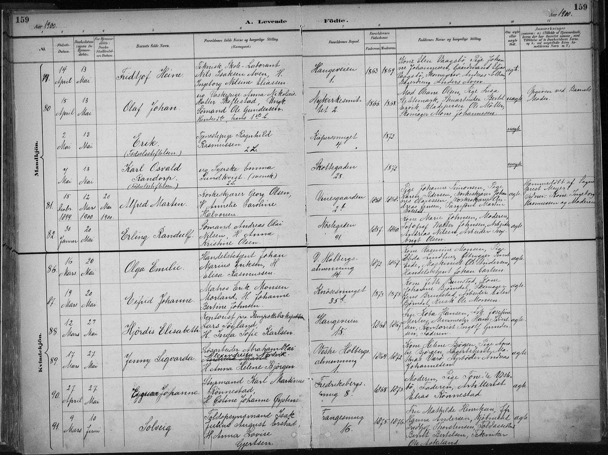 Nykirken Sokneprestembete, AV/SAB-A-77101/H/Haa/L0018: Parish register (official) no. B 6, 1895-1903, p. 159