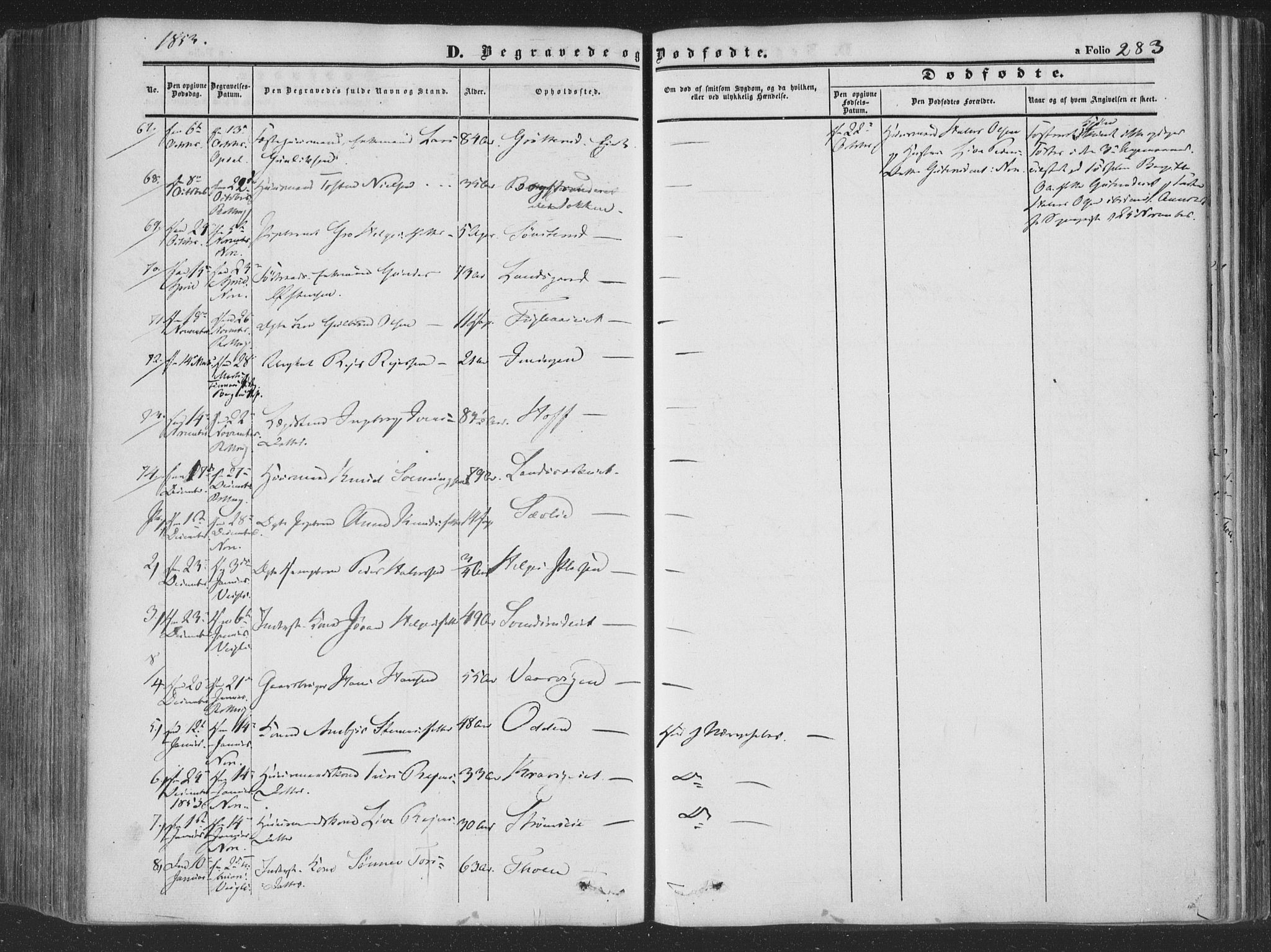 Rollag kirkebøker, SAKO/A-240/F/Fa/L0008: Parish register (official) no. I 8, 1847-1860, p. 283