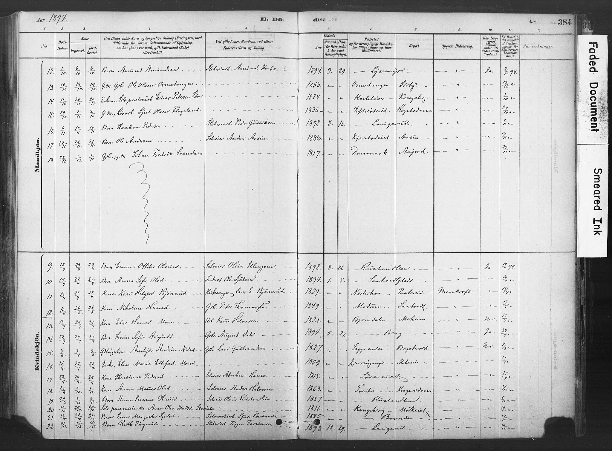 Sandsvær kirkebøker, SAKO/A-244/F/Fd/L0001: Parish register (official) no. IV 1, 1878-1906, p. 384