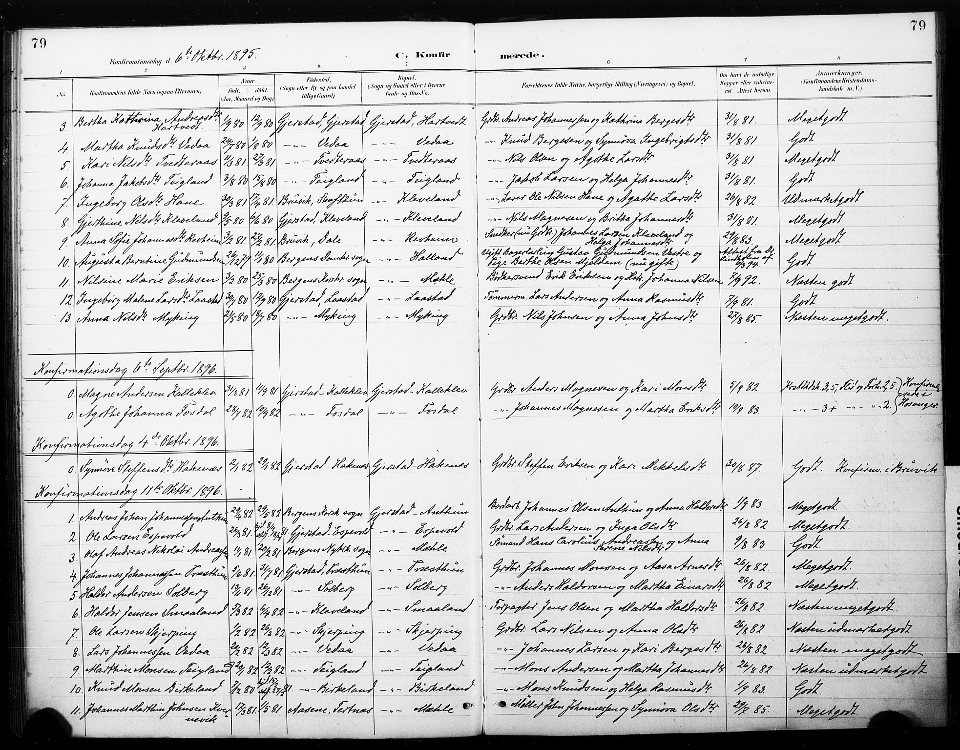 Haus sokneprestembete, AV/SAB-A-75601/H/Haa: Parish register (official) no. C 1, 1887-1899, p. 79