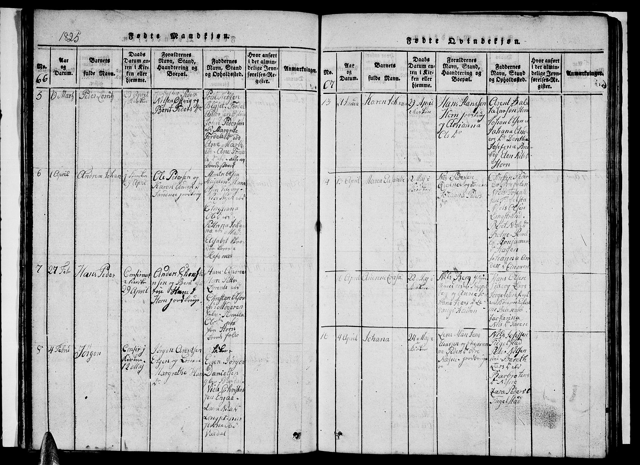 Ministerialprotokoller, klokkerbøker og fødselsregistre - Nordland, AV/SAT-A-1459/838/L0554: Parish register (copy) no. 838C01, 1820-1828, p. 66-67