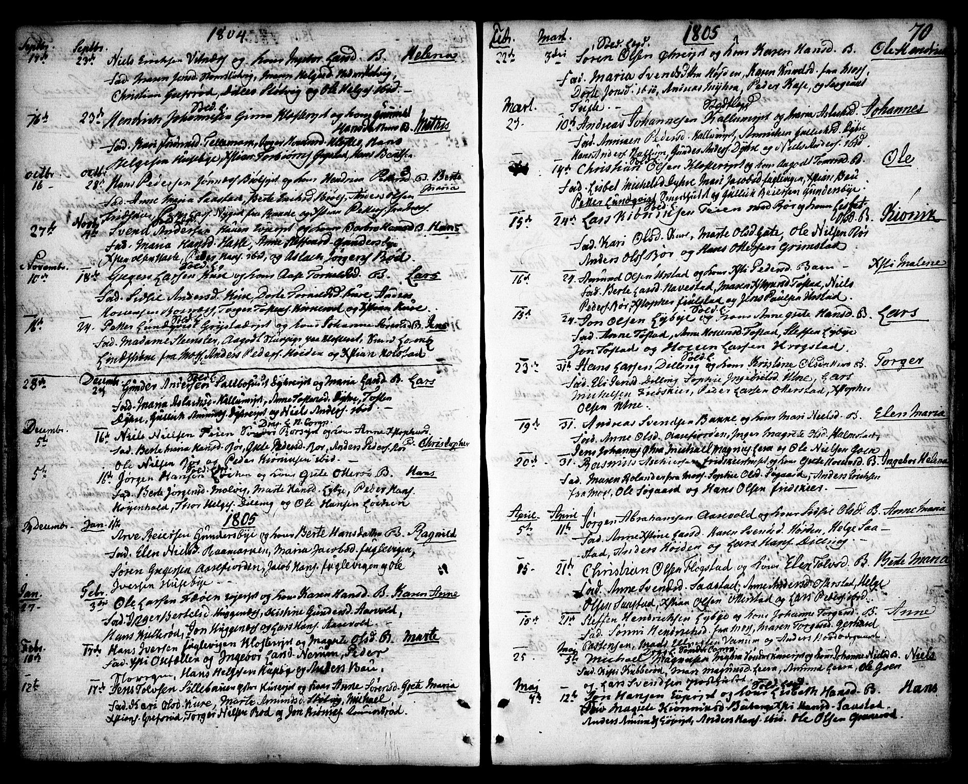Rygge prestekontor Kirkebøker, SAO/A-10084b/F/Fa/L0002: Parish register (official) no. 2, 1771-1814, p. 70
