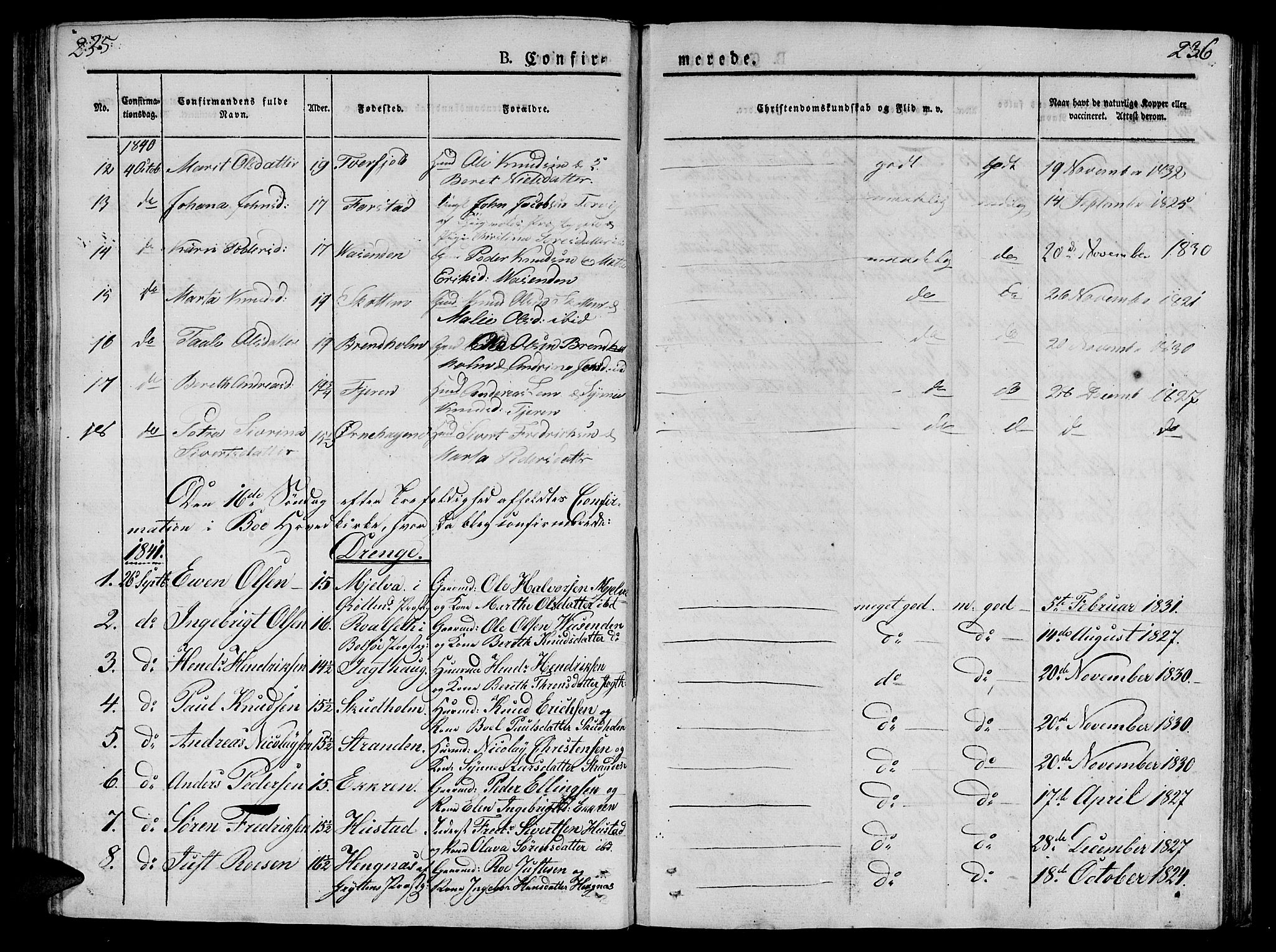 Ministerialprotokoller, klokkerbøker og fødselsregistre - Møre og Romsdal, AV/SAT-A-1454/566/L0765: Parish register (official) no. 566A04, 1829-1841, p. 235-236