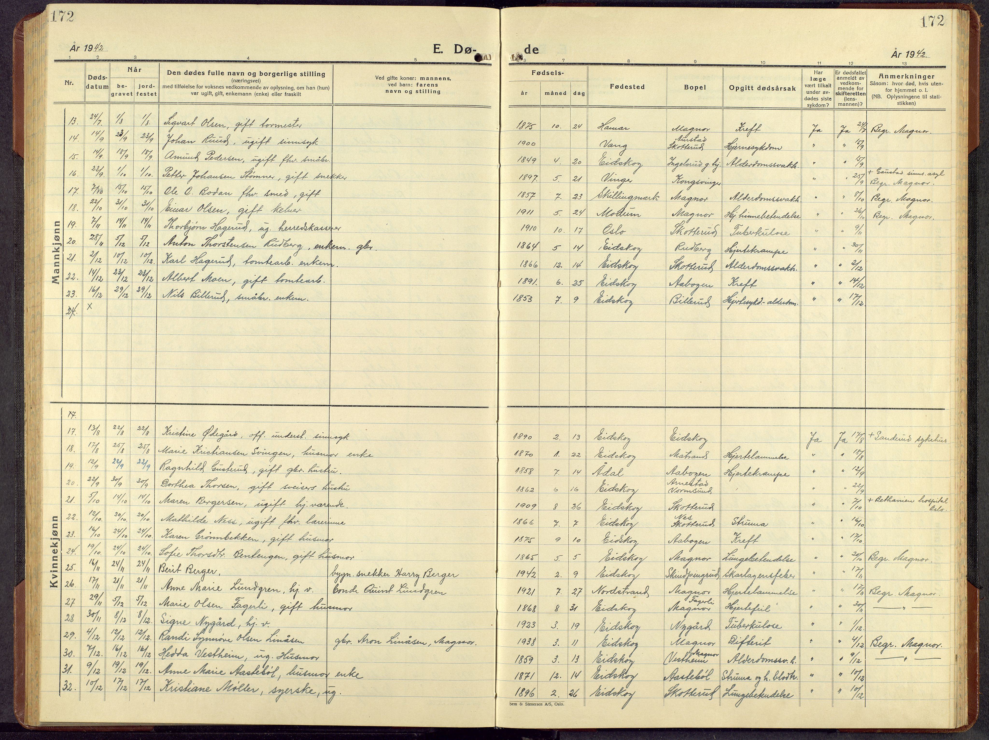 Eidskog prestekontor, AV/SAH-PREST-026/H/Ha/Hab/L0008: Parish register (copy) no. 8, 1938-1959, p. 172