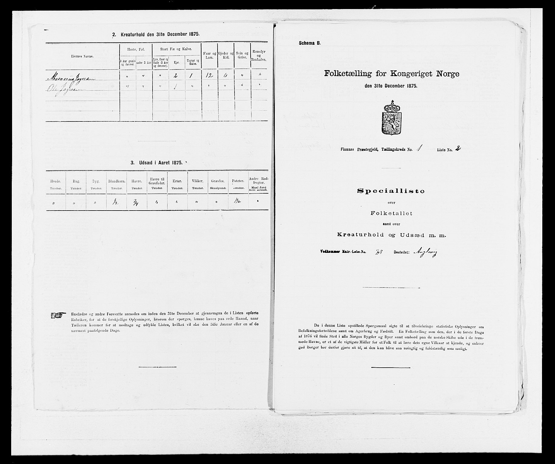 SAB, 1875 census for 1218P Finnås, 1875, p. 41