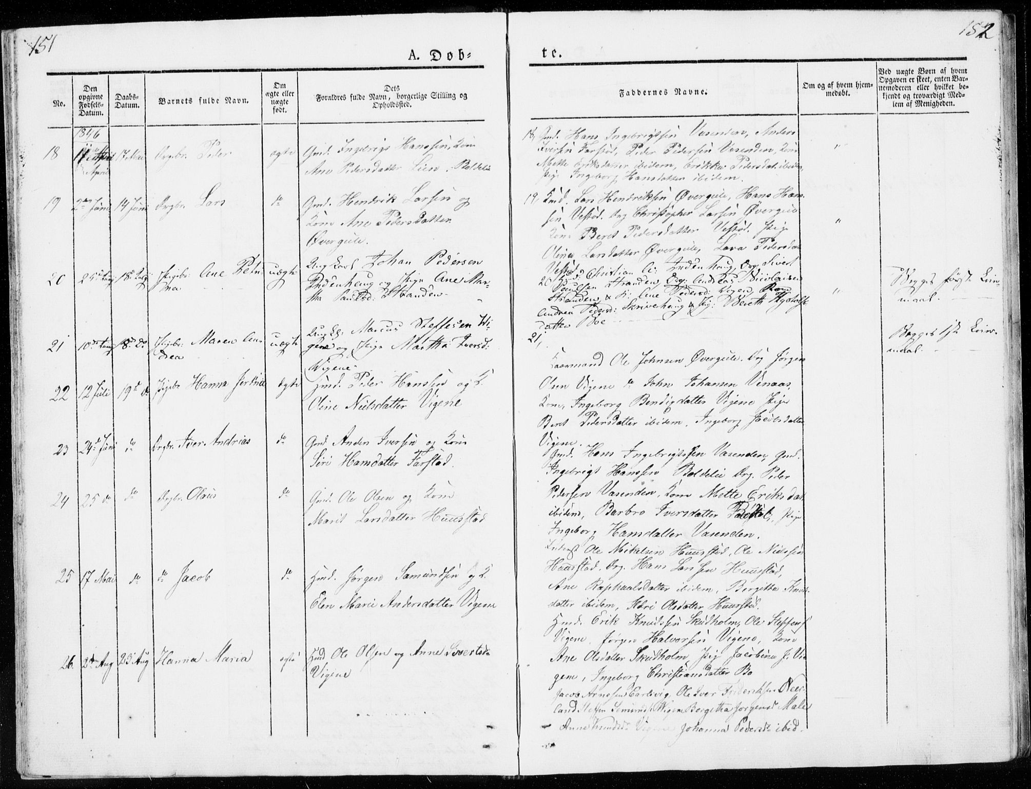 Ministerialprotokoller, klokkerbøker og fødselsregistre - Møre og Romsdal, AV/SAT-A-1454/566/L0766: Parish register (official) no. 566A05, 1842-1851, p. 151-152