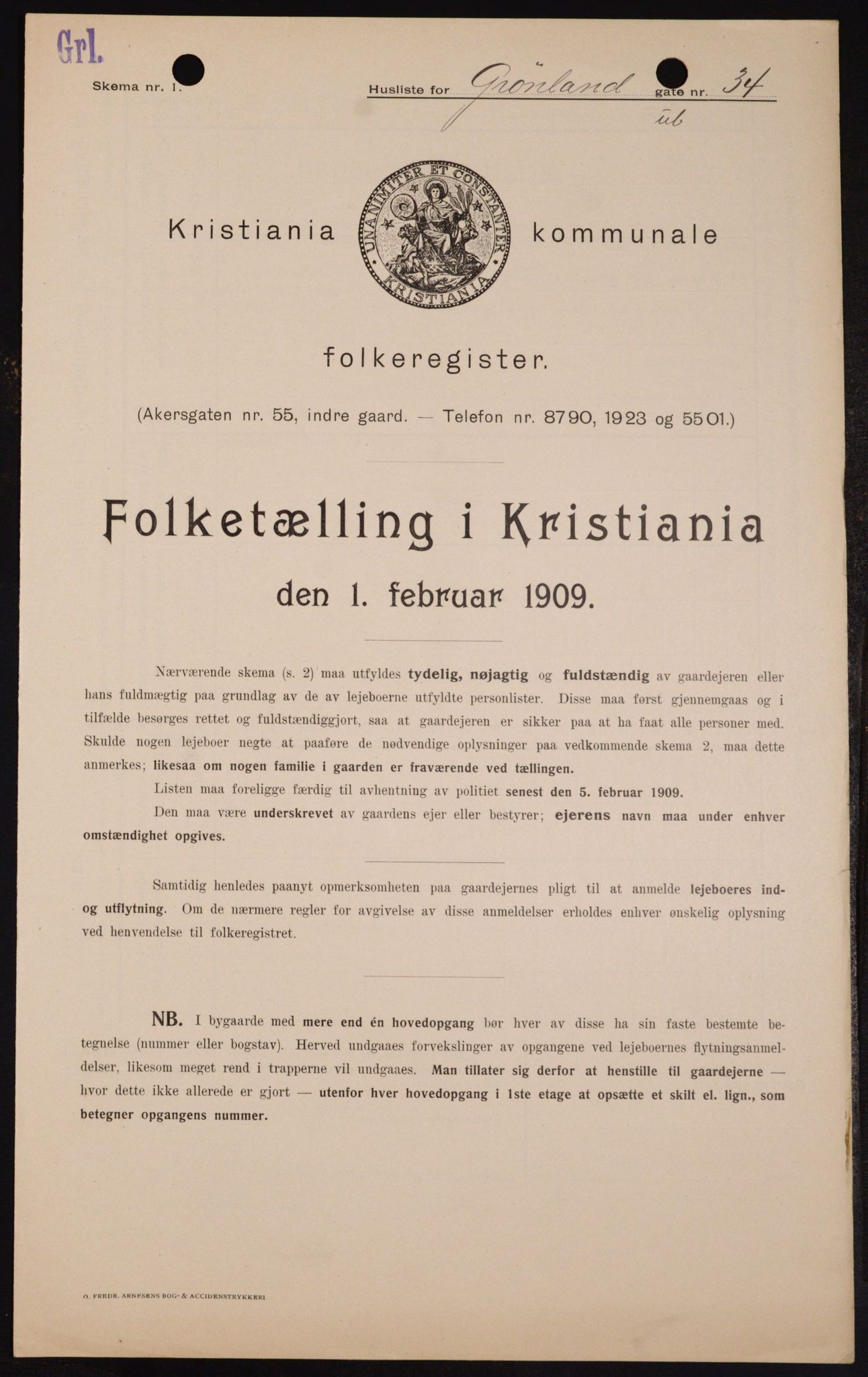 OBA, Municipal Census 1909 for Kristiania, 1909, p. 28705