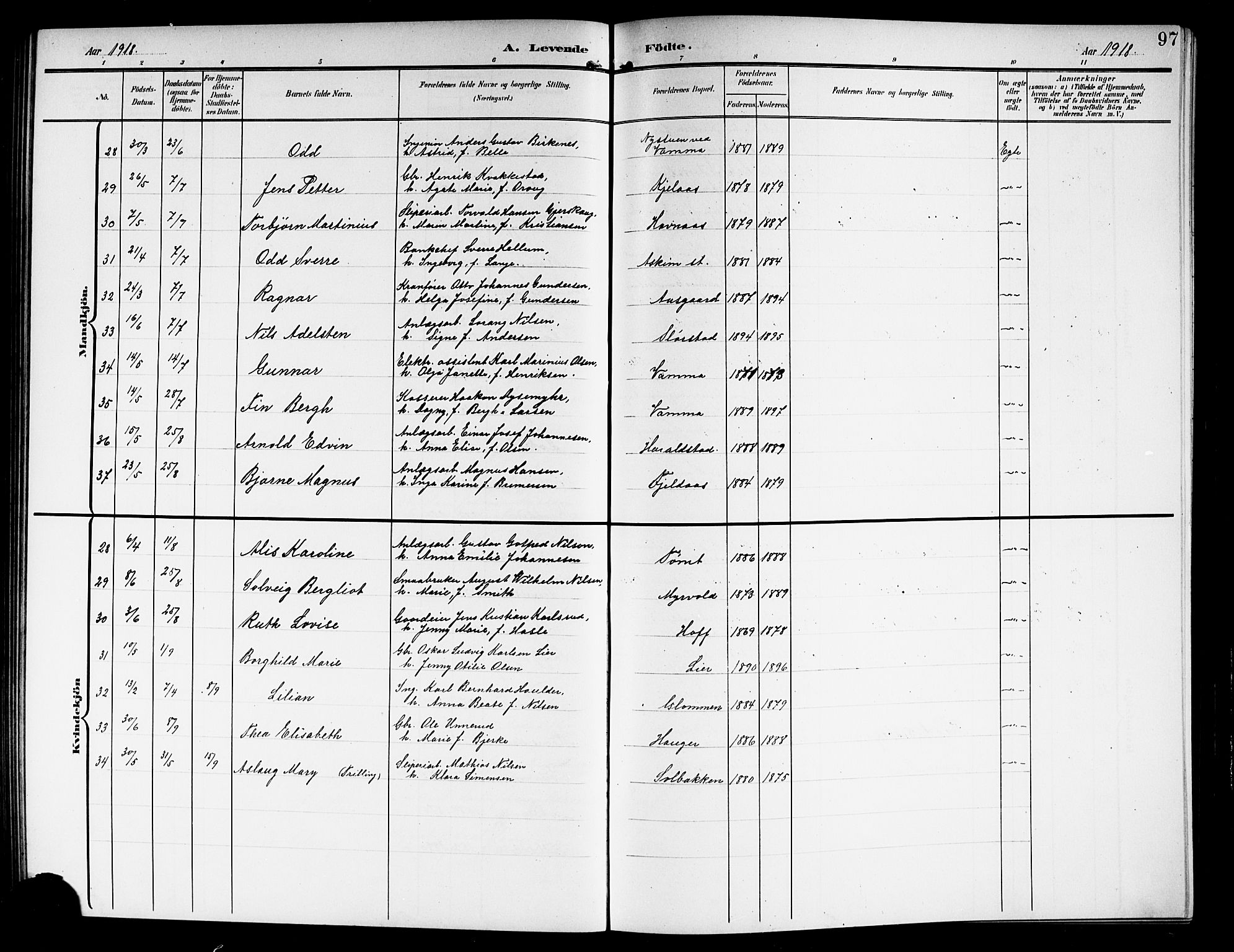 Askim prestekontor Kirkebøker, AV/SAO-A-10900/G/Ga/L0002: Parish register (copy) no. 2, 1903-1921, p. 97