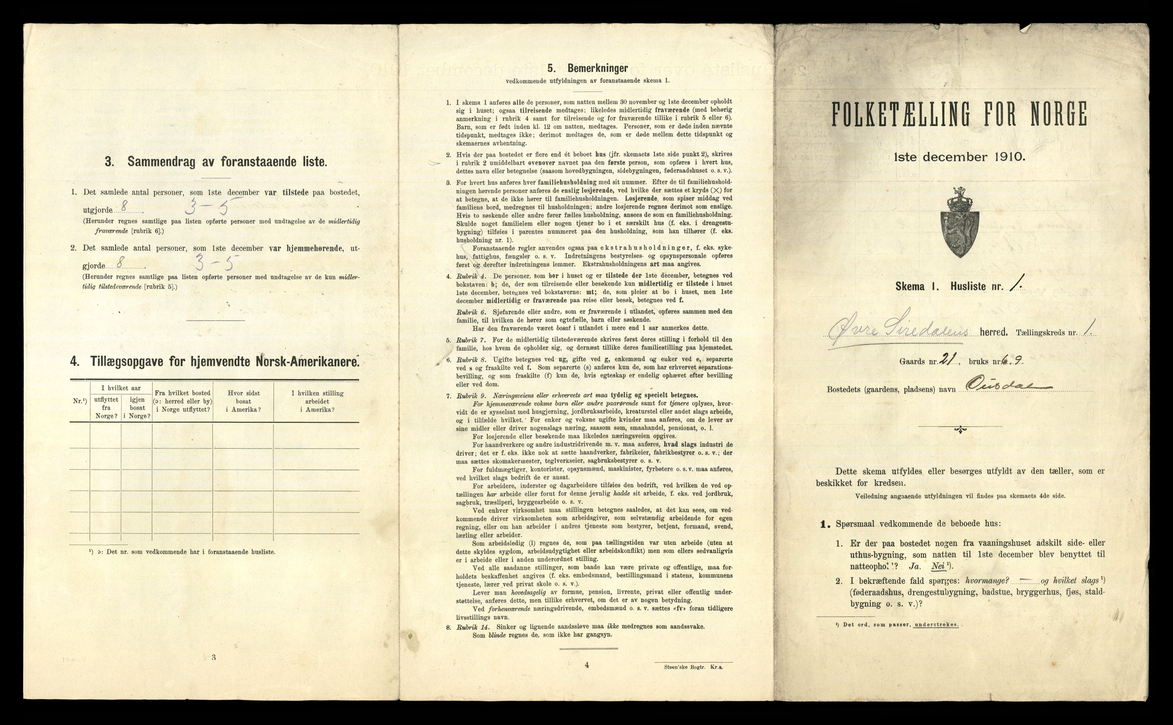 RA, 1910 census for Øvre Sirdal, 1910, p. 20