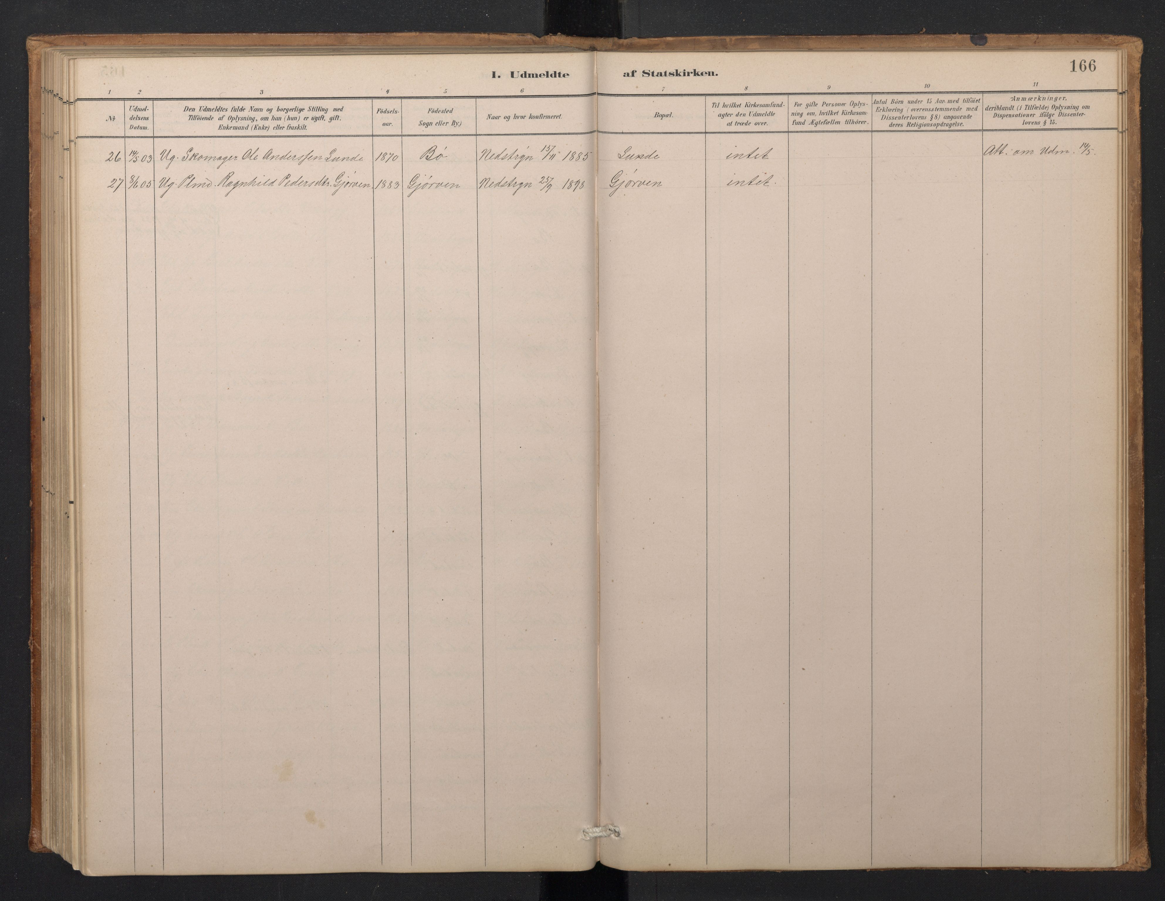 Stryn Sokneprestembete, AV/SAB-A-82501: Parish register (copy) no. A 2, 1883-1905, p. 165b-166a