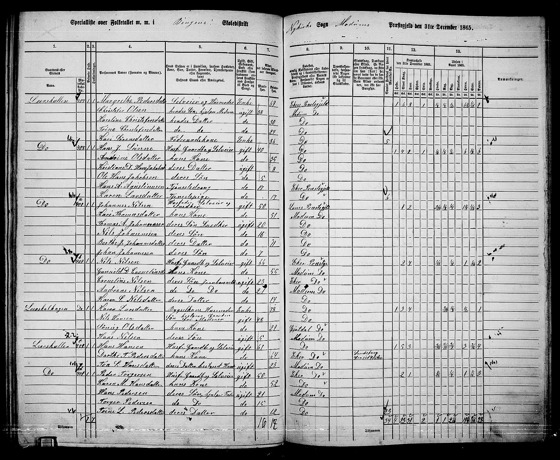 RA, 1865 census for Modum, 1865, p. 278